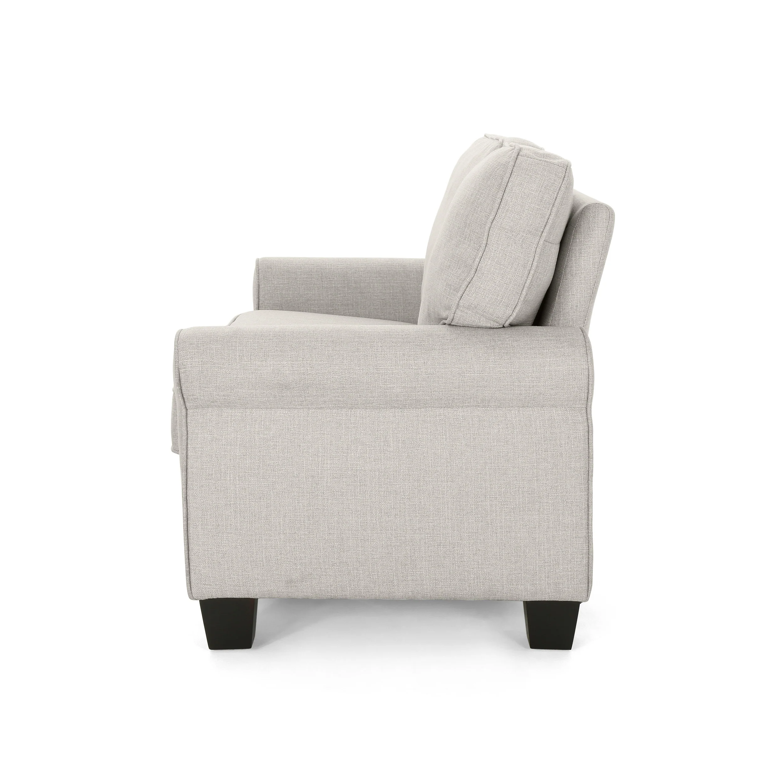 Bridget Contemporary Scrolled Arm Upholstered Fabric Sofa with Tonal Piping - furnishings