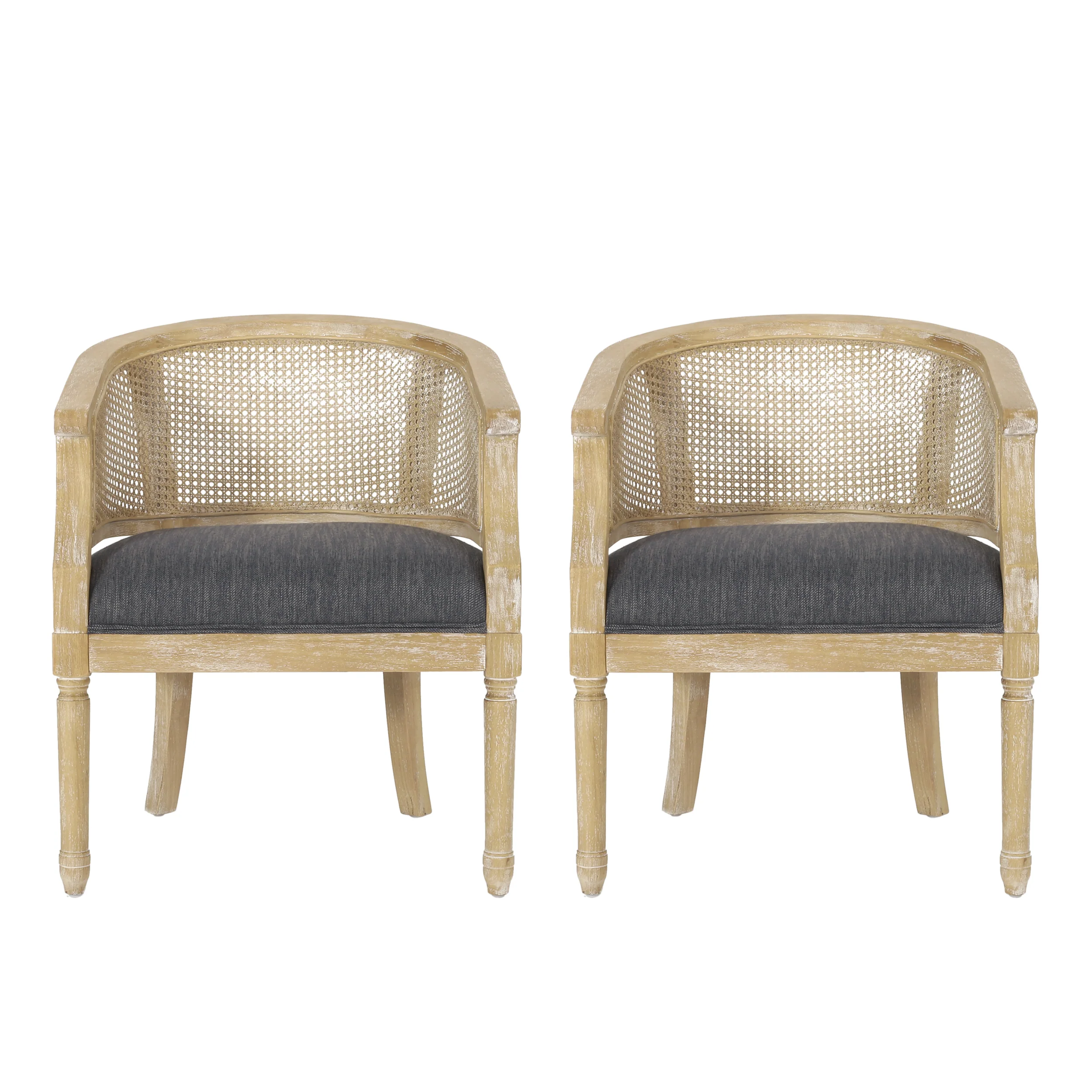 Velie French Country Wood and Cane Accent Chairs, Set of 2 - furnishings