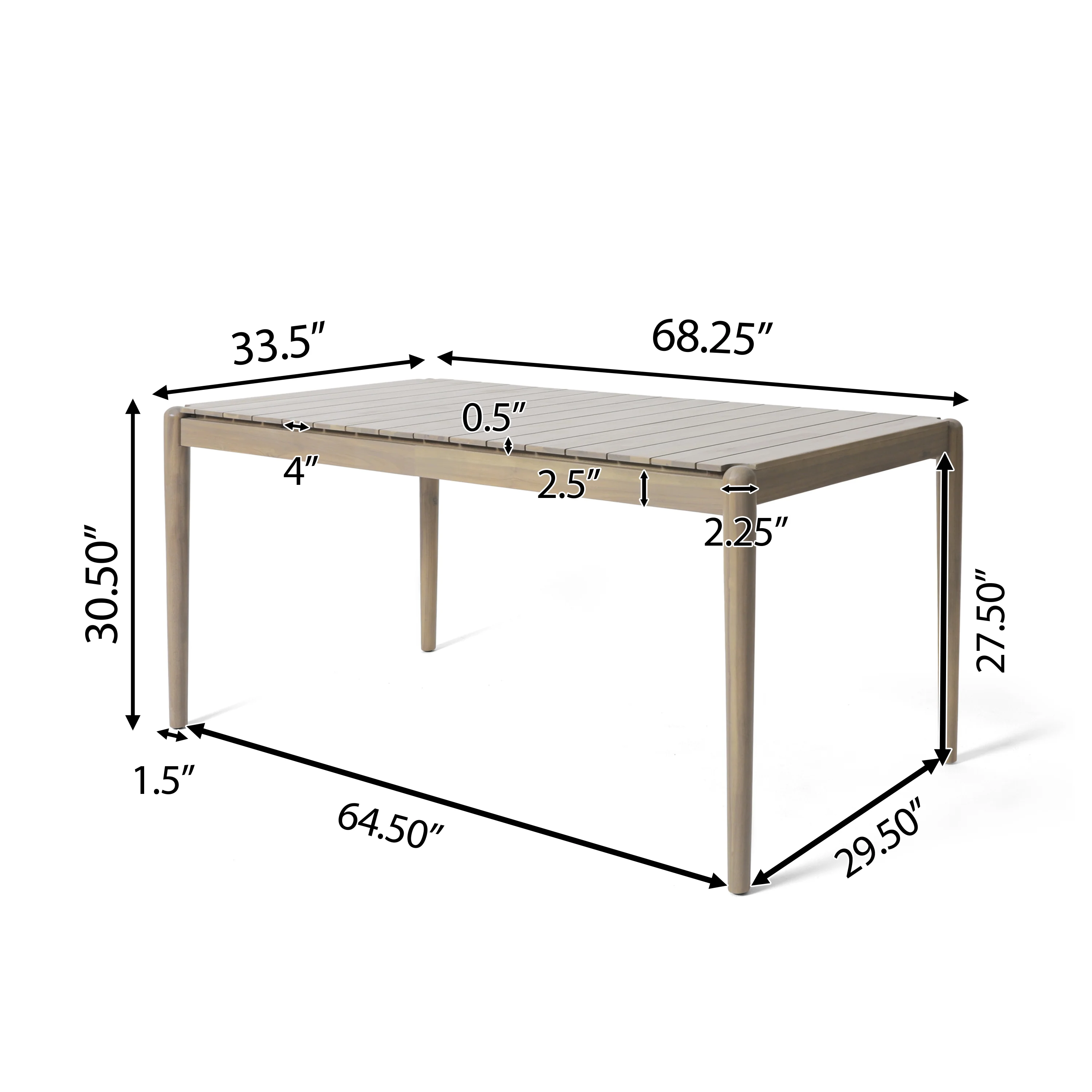 Tellin Acacia Wood 6 Seater Dining Table, Light Ash - furnishings