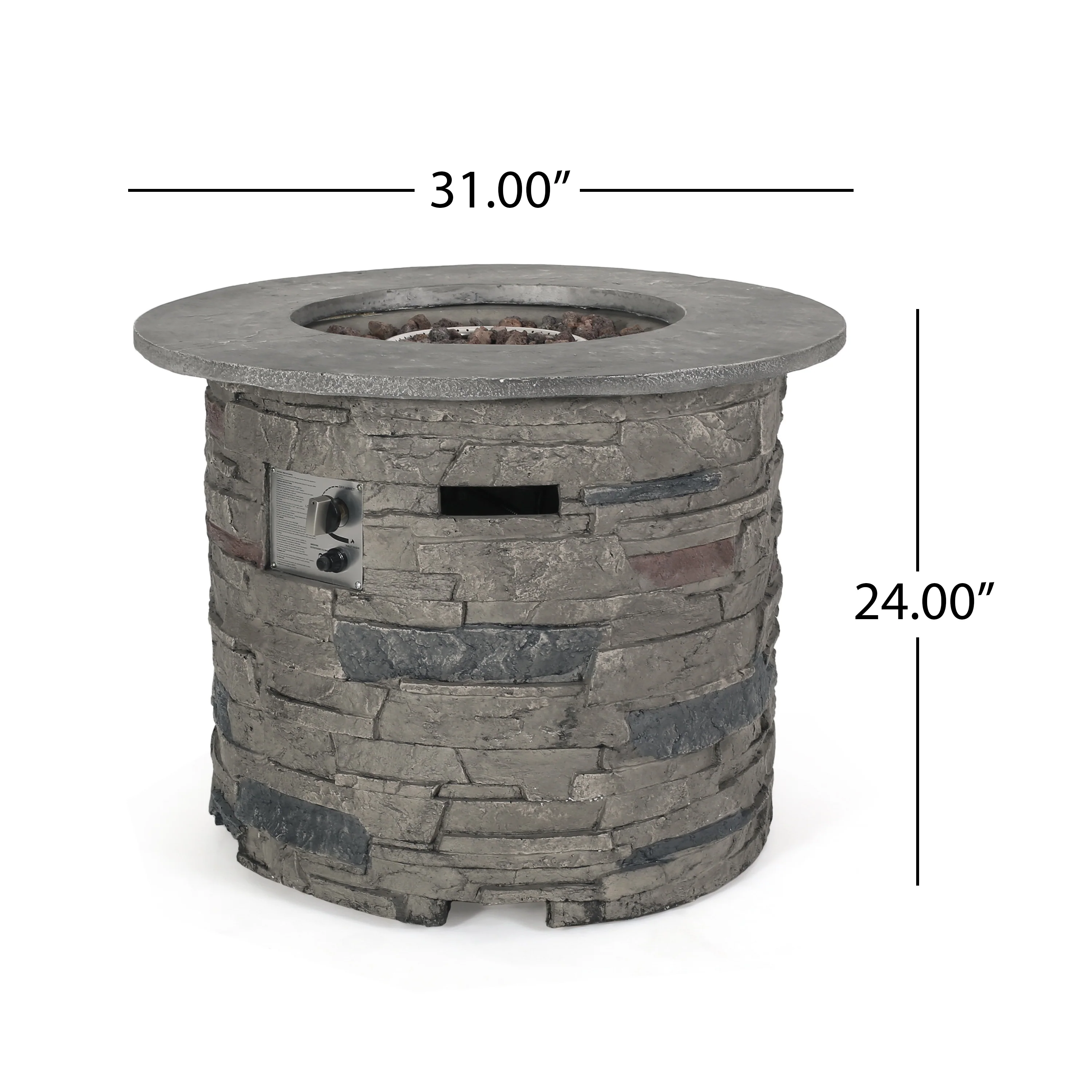 Blomgren 32-inch Stone Circular MGO Fire Pit With Grey Top - 40,000 BTU - furnishings