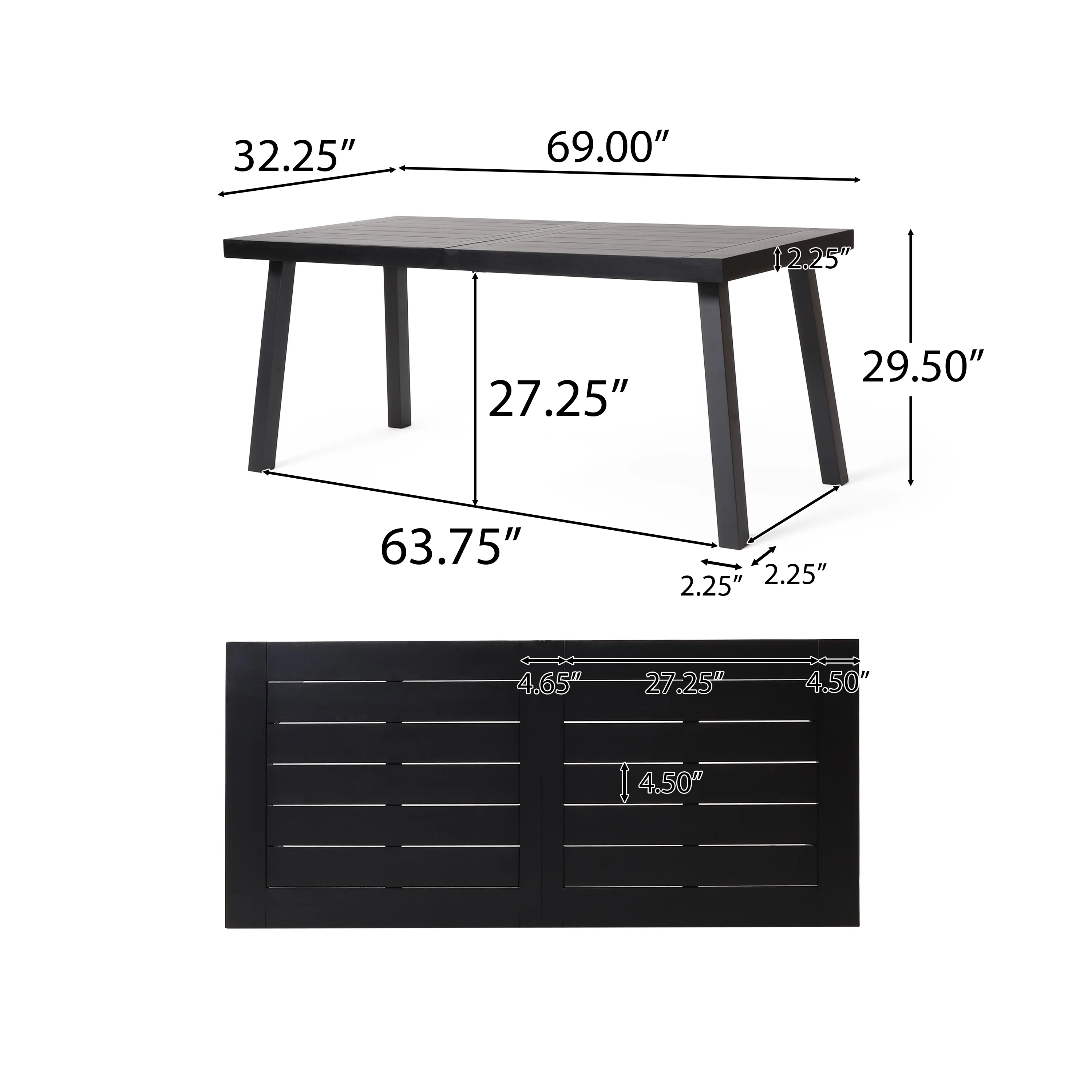 Chitwood Indoor Modern Industrial Acacia Wood Dining Table, Black - furnishings