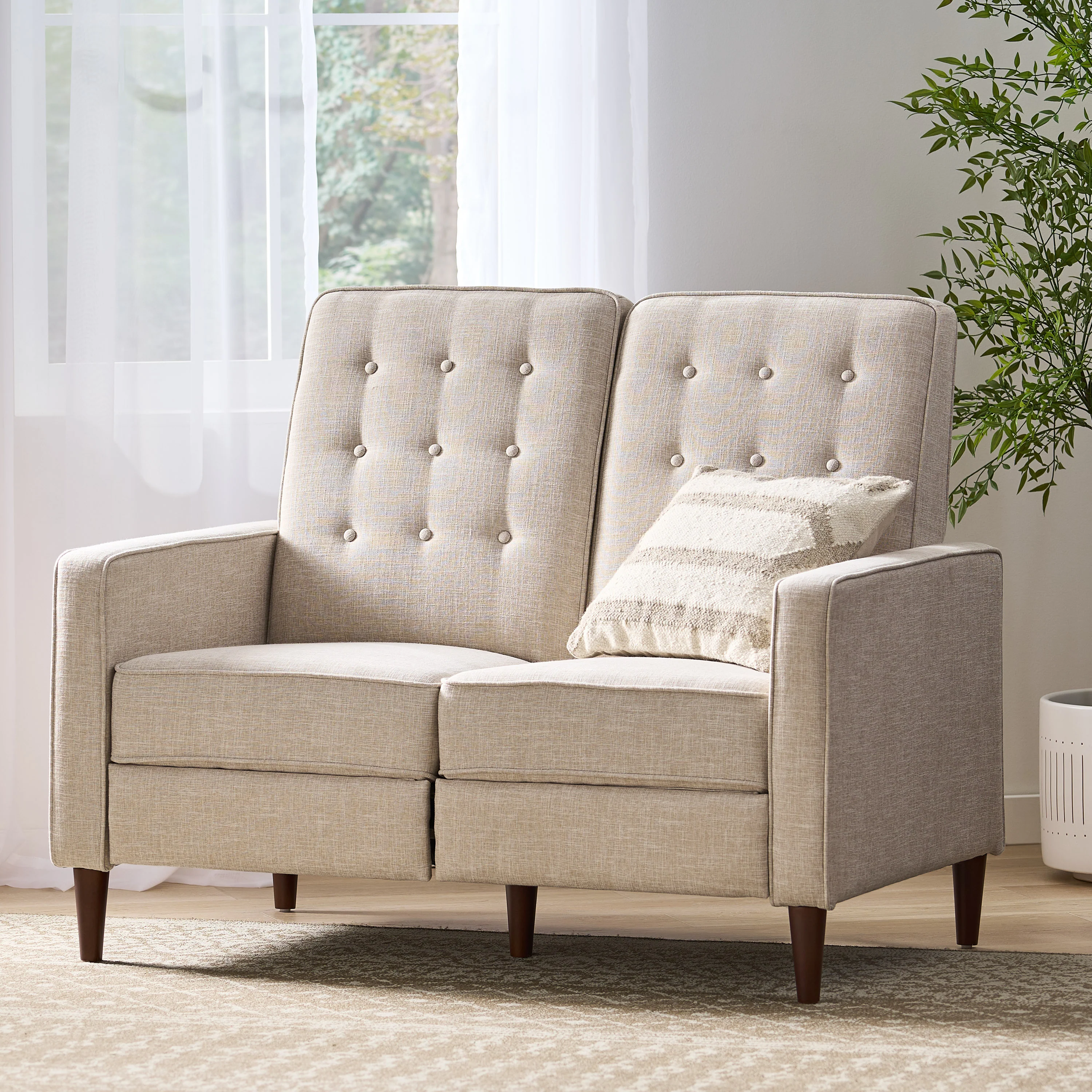 Manville Contemporary Tufted Loveseat Pushback Recliner - furnishings