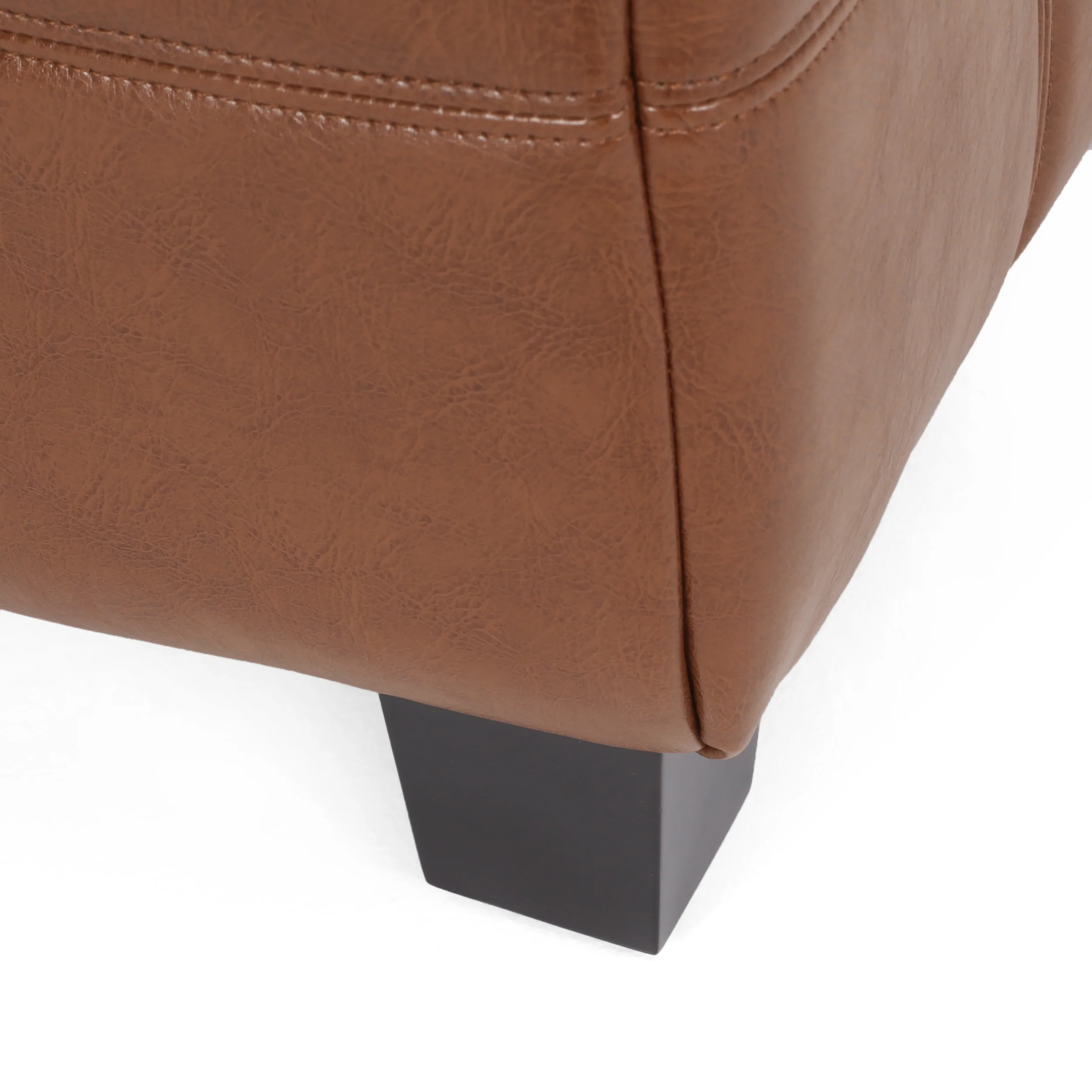 Littell Faux Leather Tufted Ottoman - furnishings