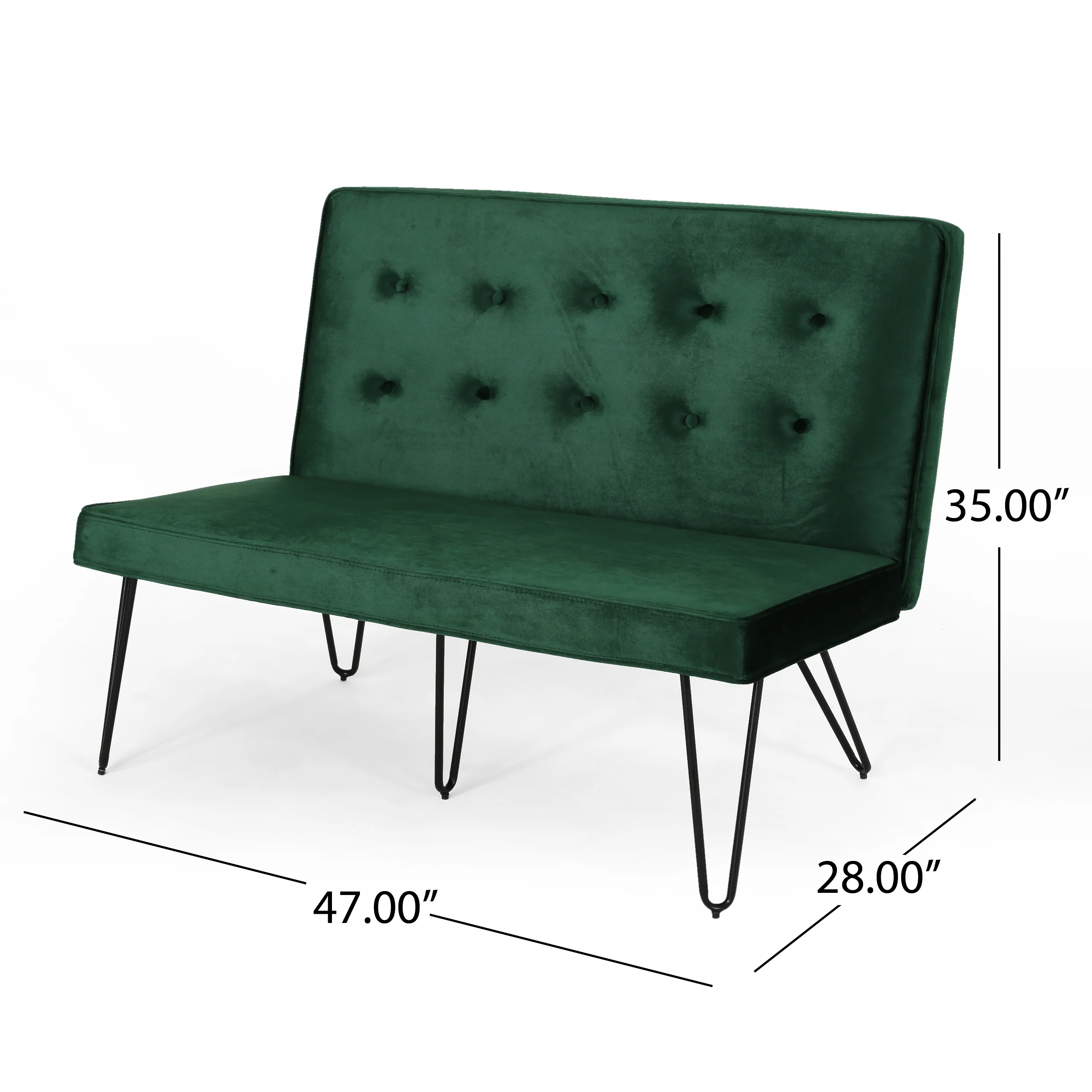 Beatrice Modern Tufted Velvet Dining Bench Settee with Hairpin Legs - furnishings