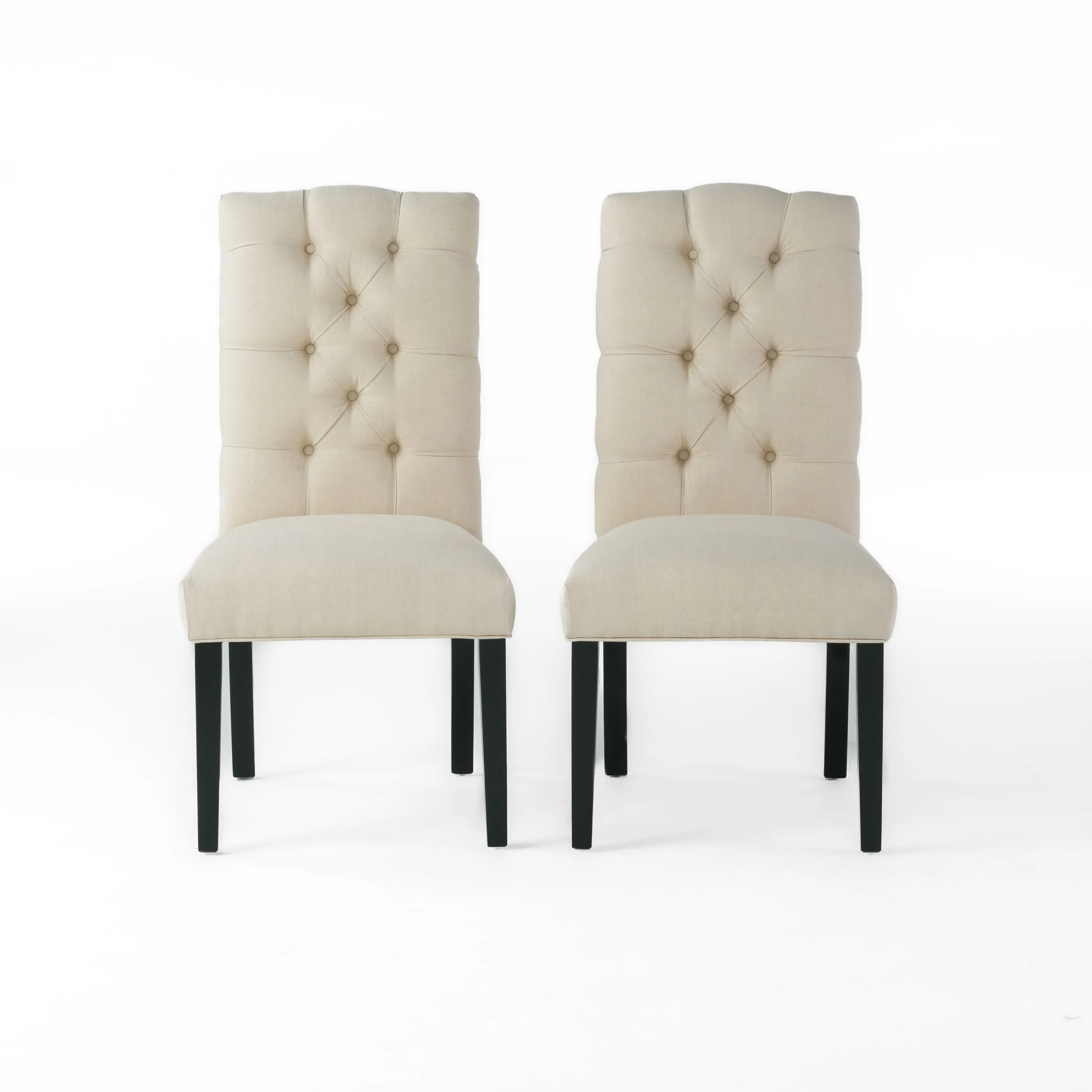Prince Tufted Natural Plain Fabric Dining Chair (Set of 2) - furnishings