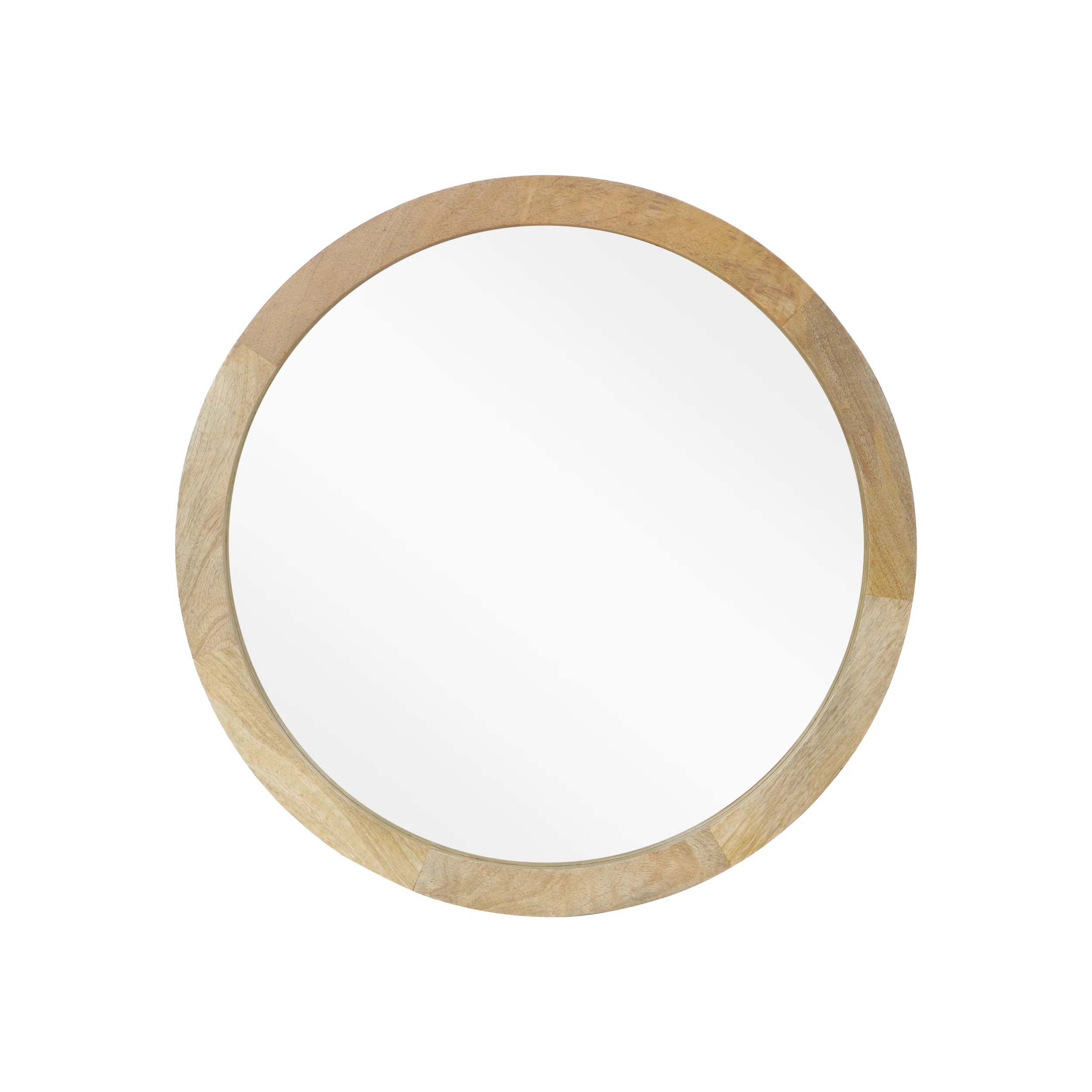 Heather Modern Round Mirror with Mango Wood Frame - furnishings