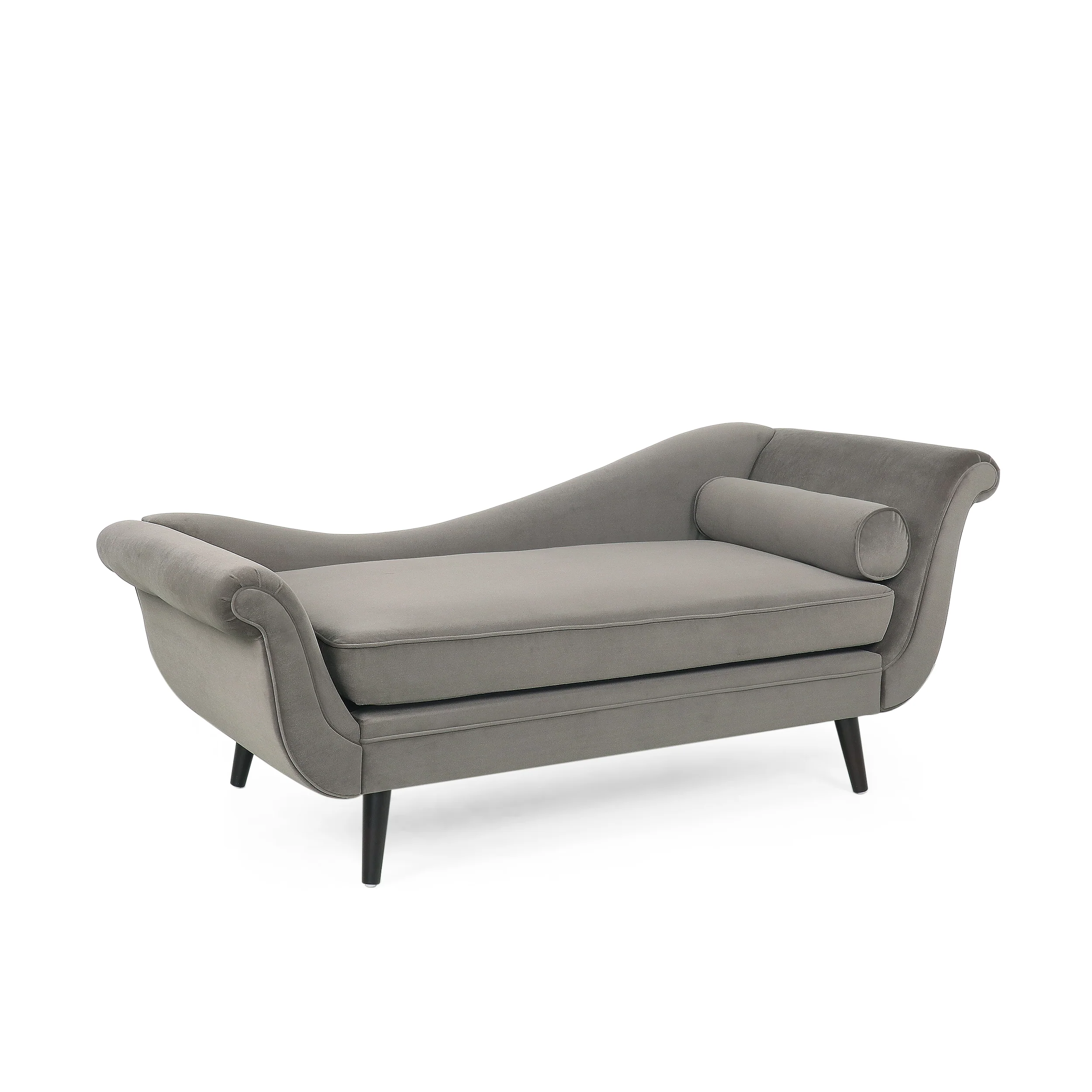 Jakyrah Contemporary Velvet Chaise Lounge with Scroll Arms - furnishings