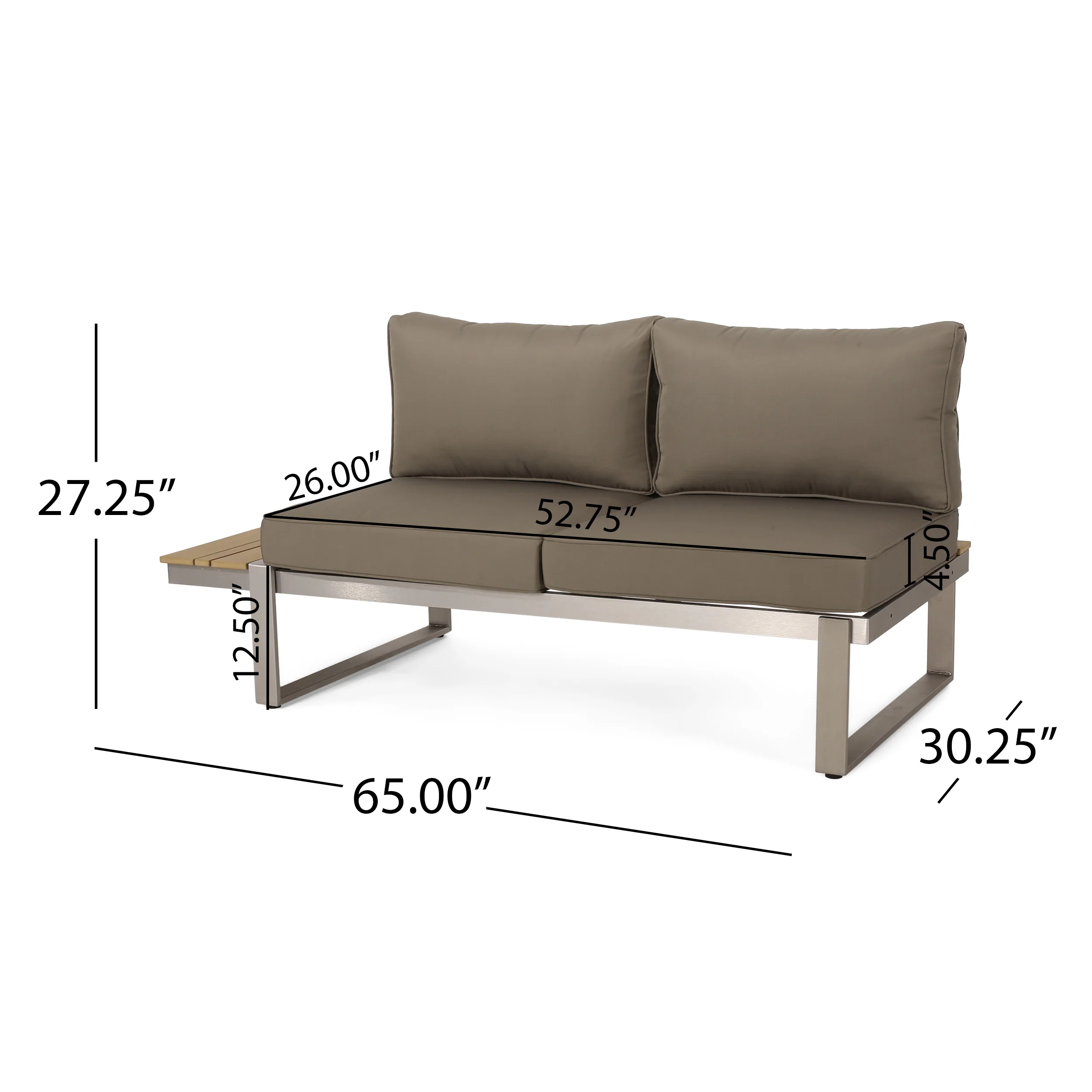 Johana Outdoor Aluminum V-Shaped 5 Seater Sofa Set with Cushions - furnishings