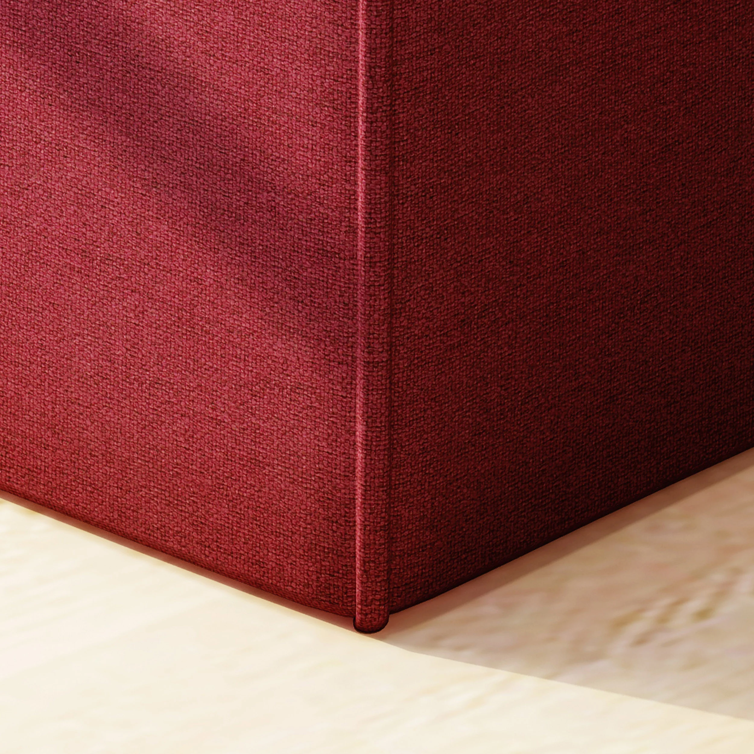 Tammy Modern Fabric Upholstered Square Ottoman with Tonal Piping - furnishings