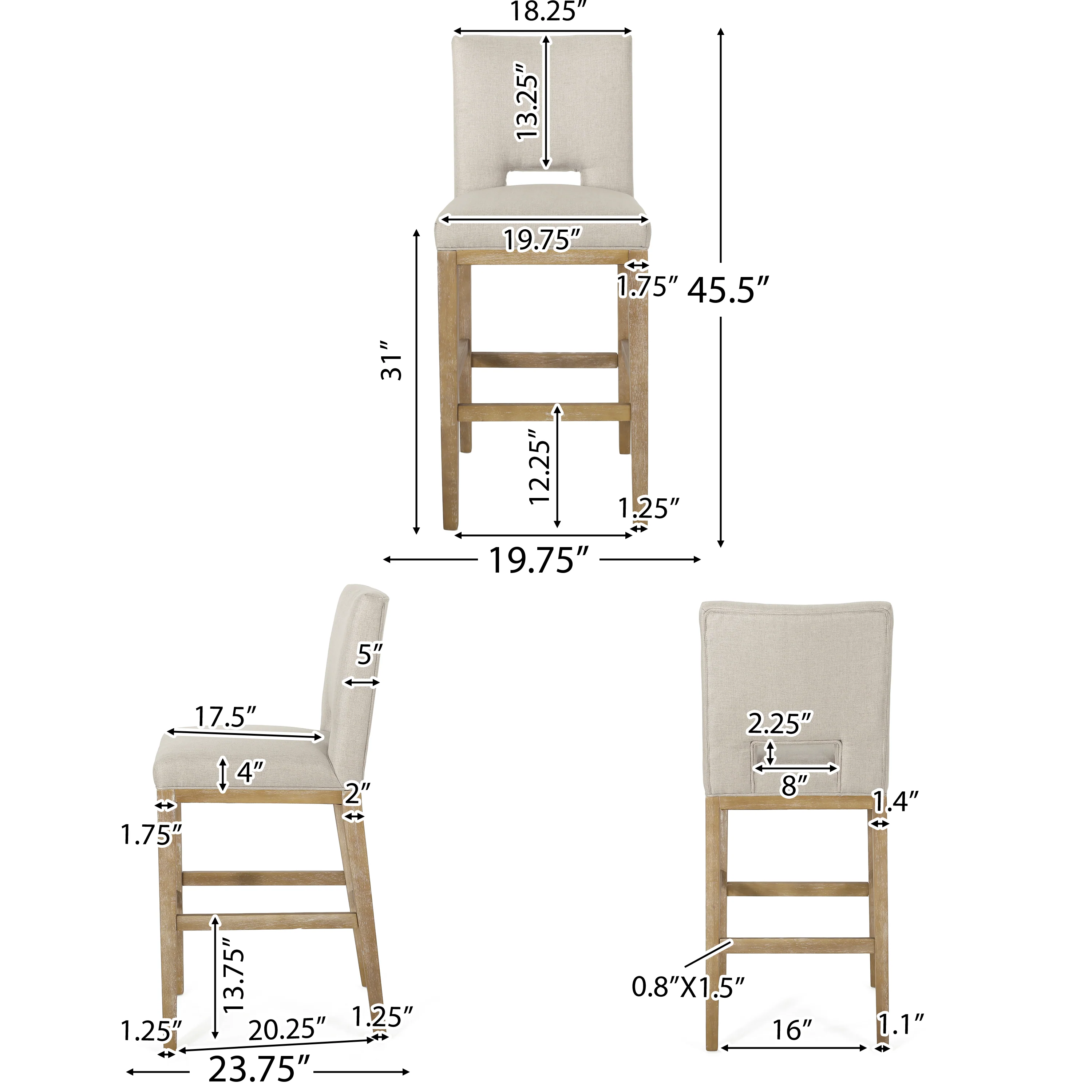 Kiara Contemporary Fabric Upholstered 31 Inch Barstools (Set of 2) - furnishings