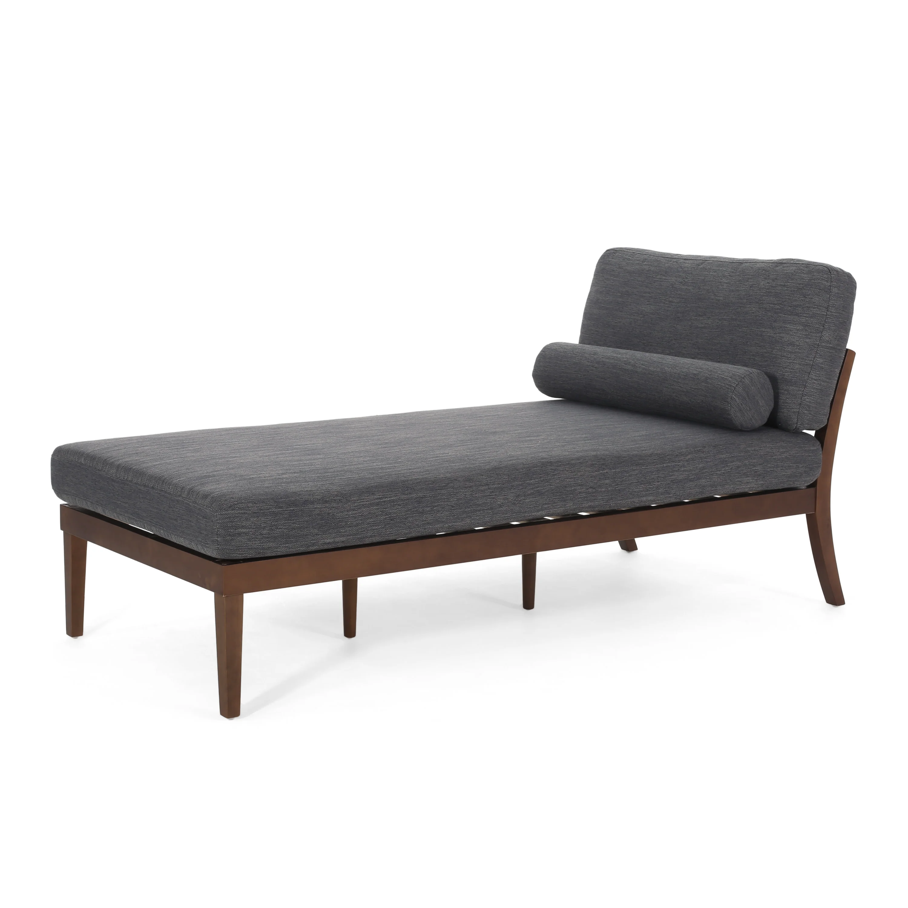Lochmere Mid Century Modern Fabric Chaise Lounge with Bolster Pillow - furnishings