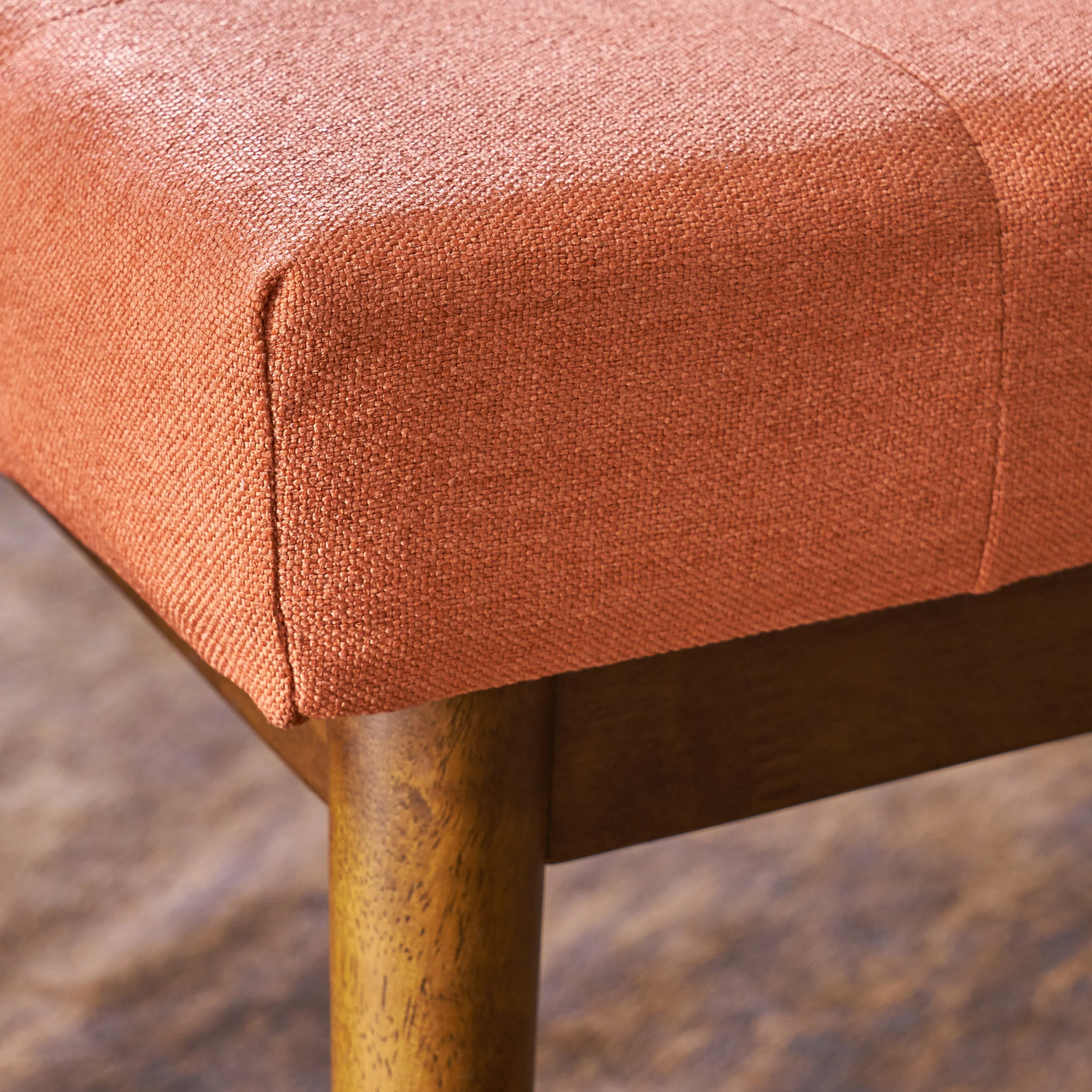 Flora Mid-Century Button Tufted Fabric Ottoman Bench with Tapered Legs - furnishings