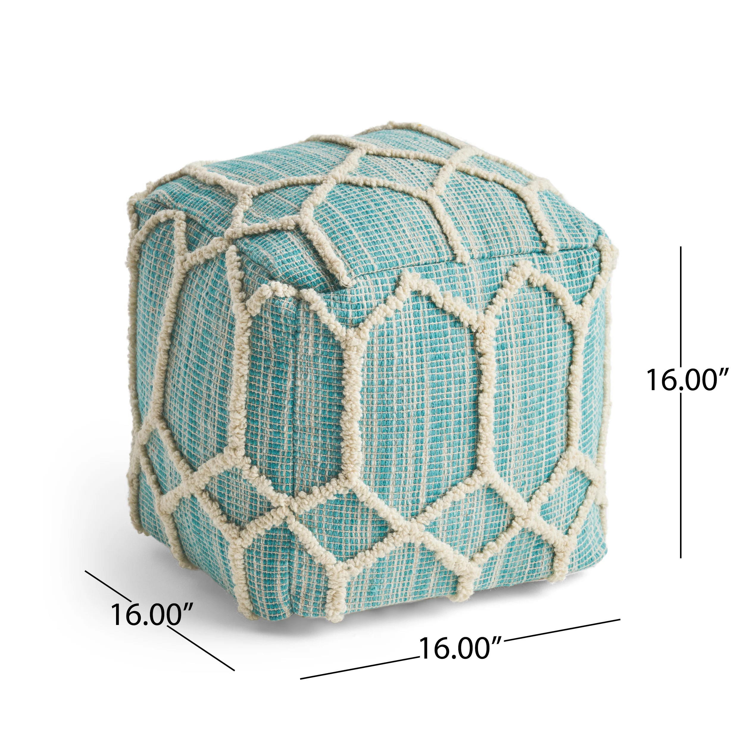 Erza Boho Wool and Cotton Ottoman Pouf - furnishings