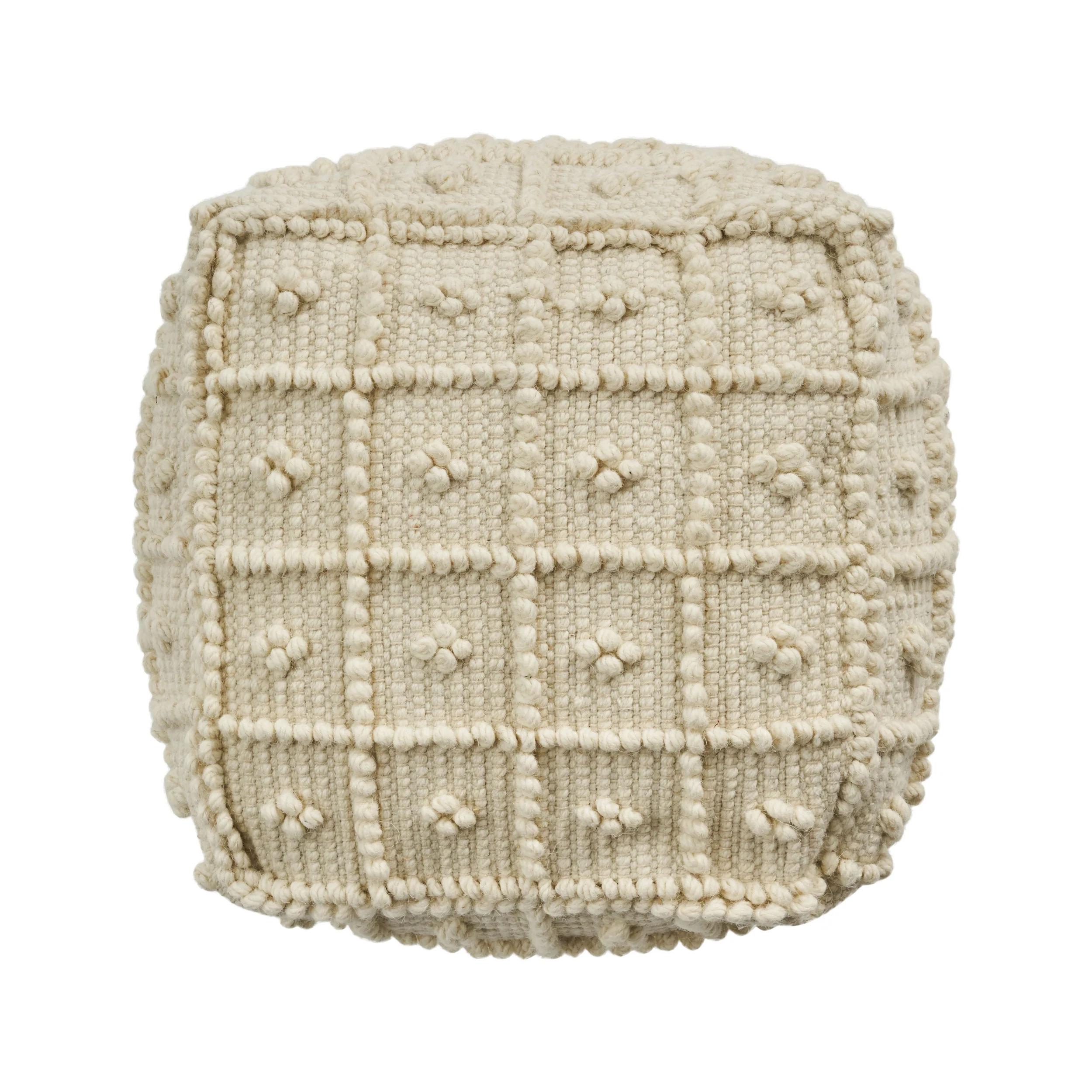 Sarahbella Boho Wool and Cotton Ottoman Pouf - furnishings