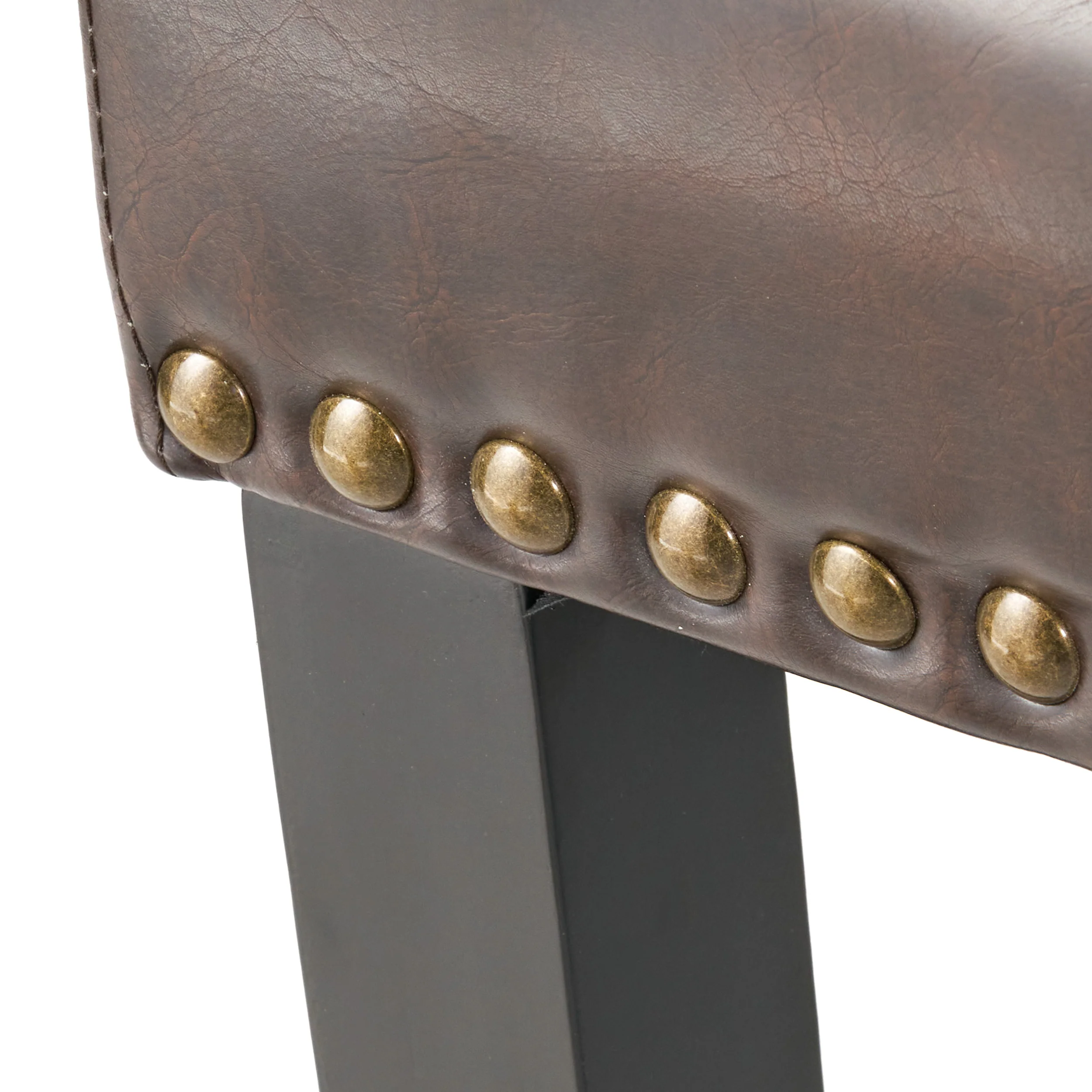 Jazzman Contemporary Bonded Leather Upholstered 30 Inch Barstools with Nailhead Trim, Set of 2, Brown and Matte Black - furnishings