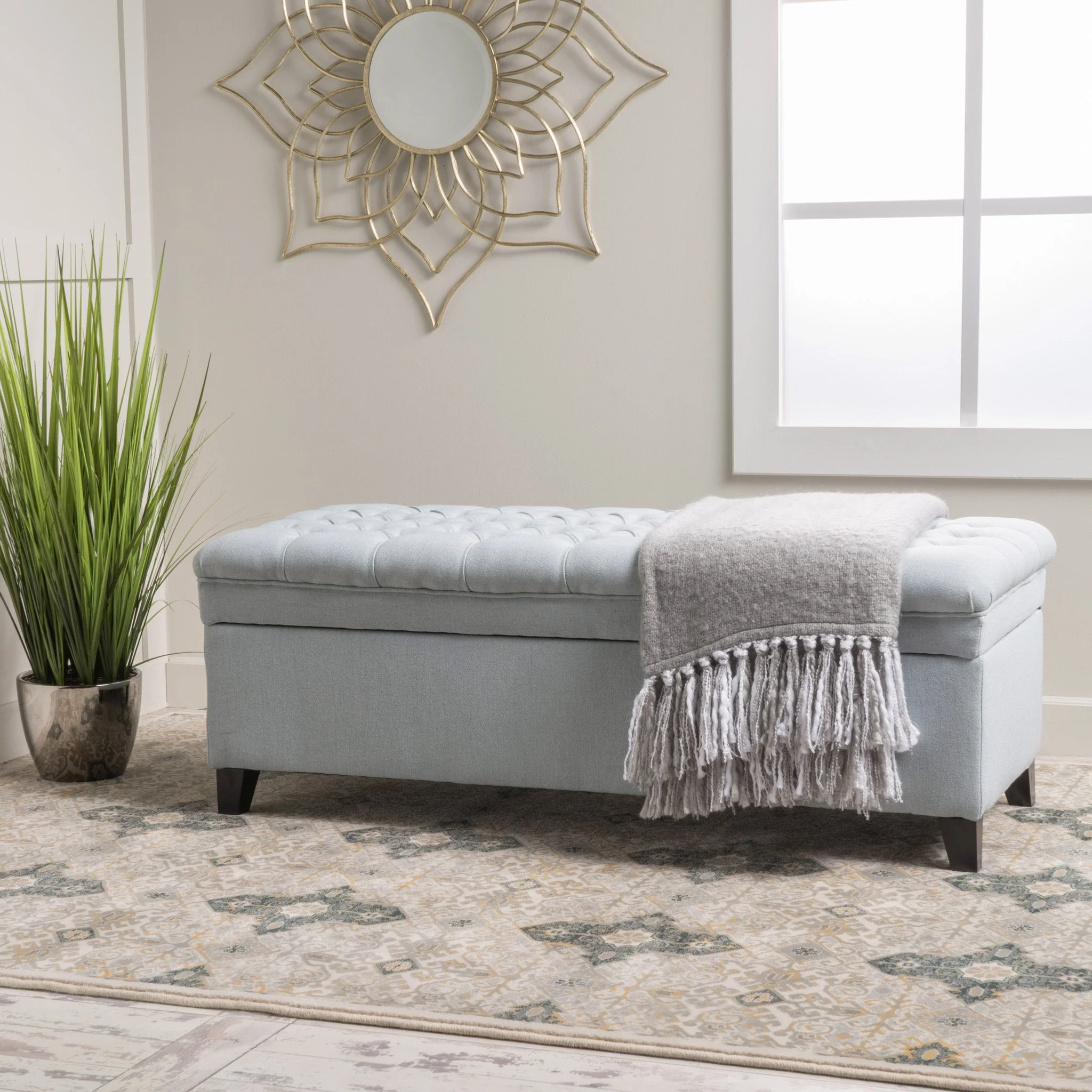 Laguna French Style Tufted Fabric Storage Ottoman Bench - furnishings