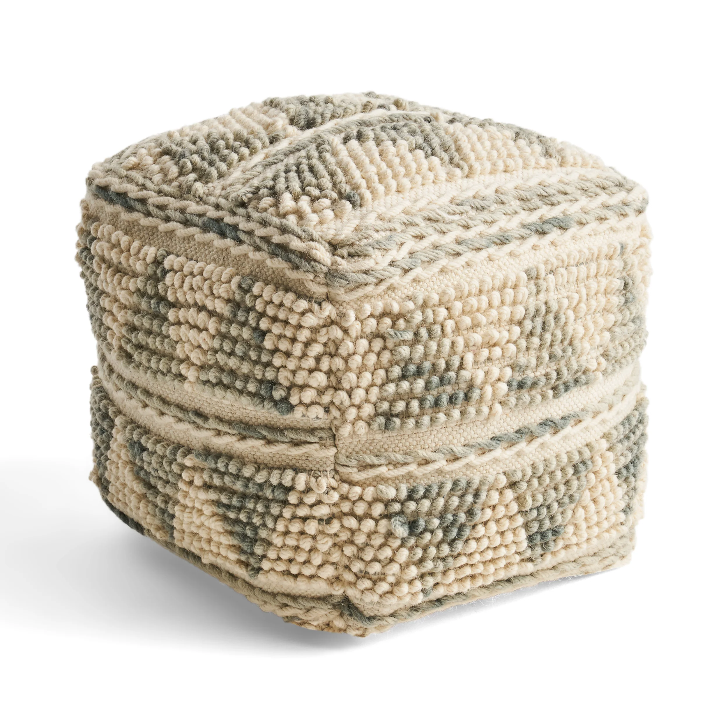 Rosalin Boho Wool and Cotton Ottoman Pouf - furnishings
