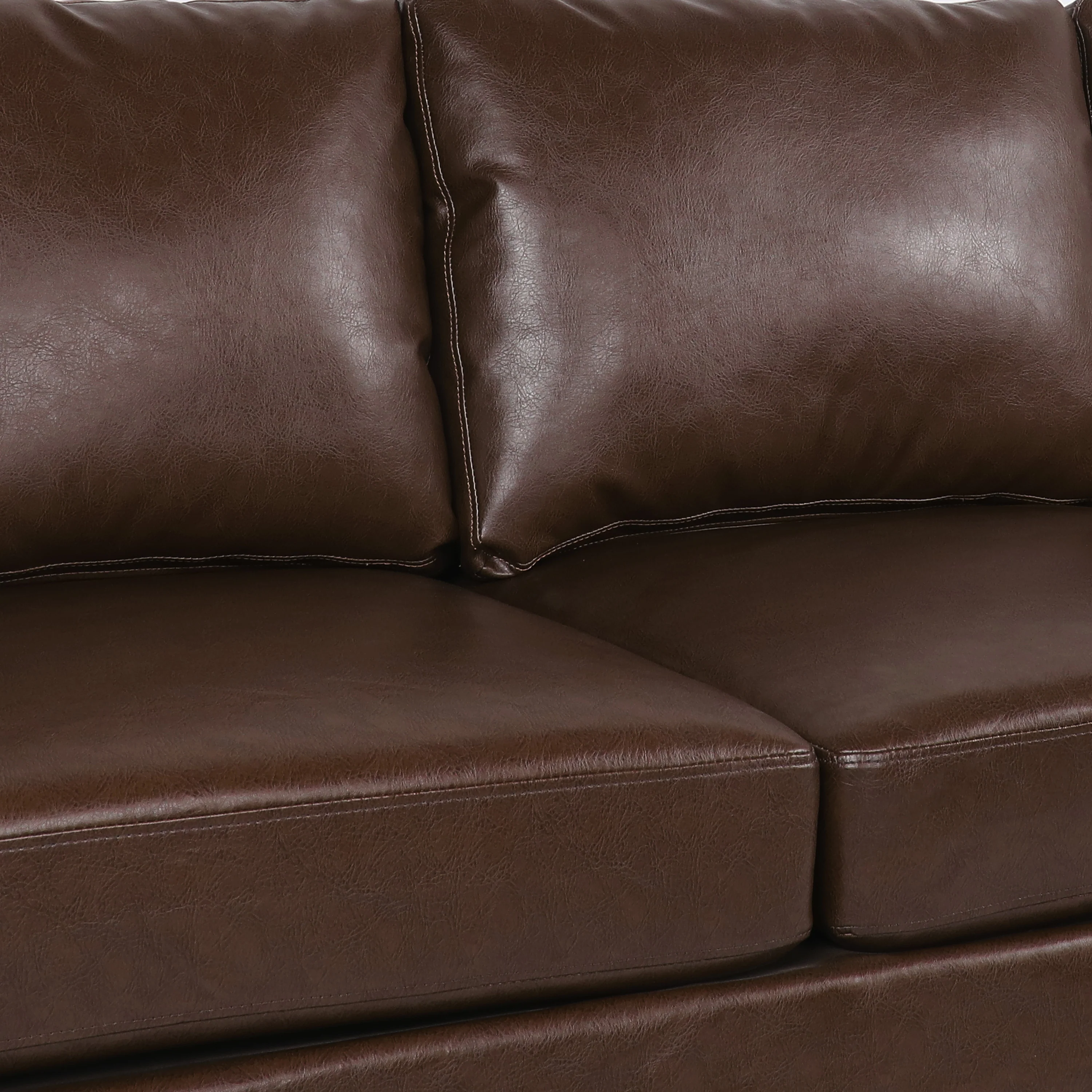 Dowd Mid Century Modern Faux Leather 3 Seater Sofa - furnishings