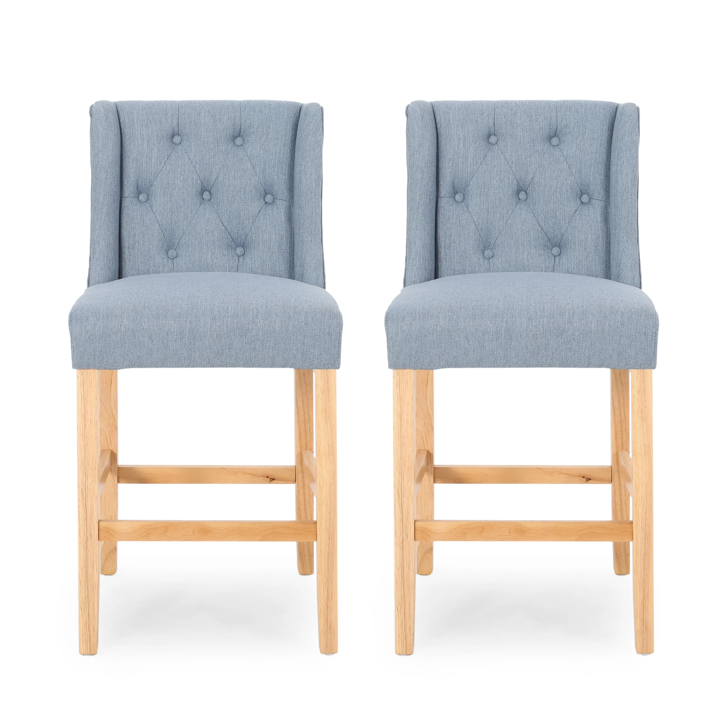 Willamina Button Tufted Fabric Wingback Counterstool (Set of 2) - furnishings