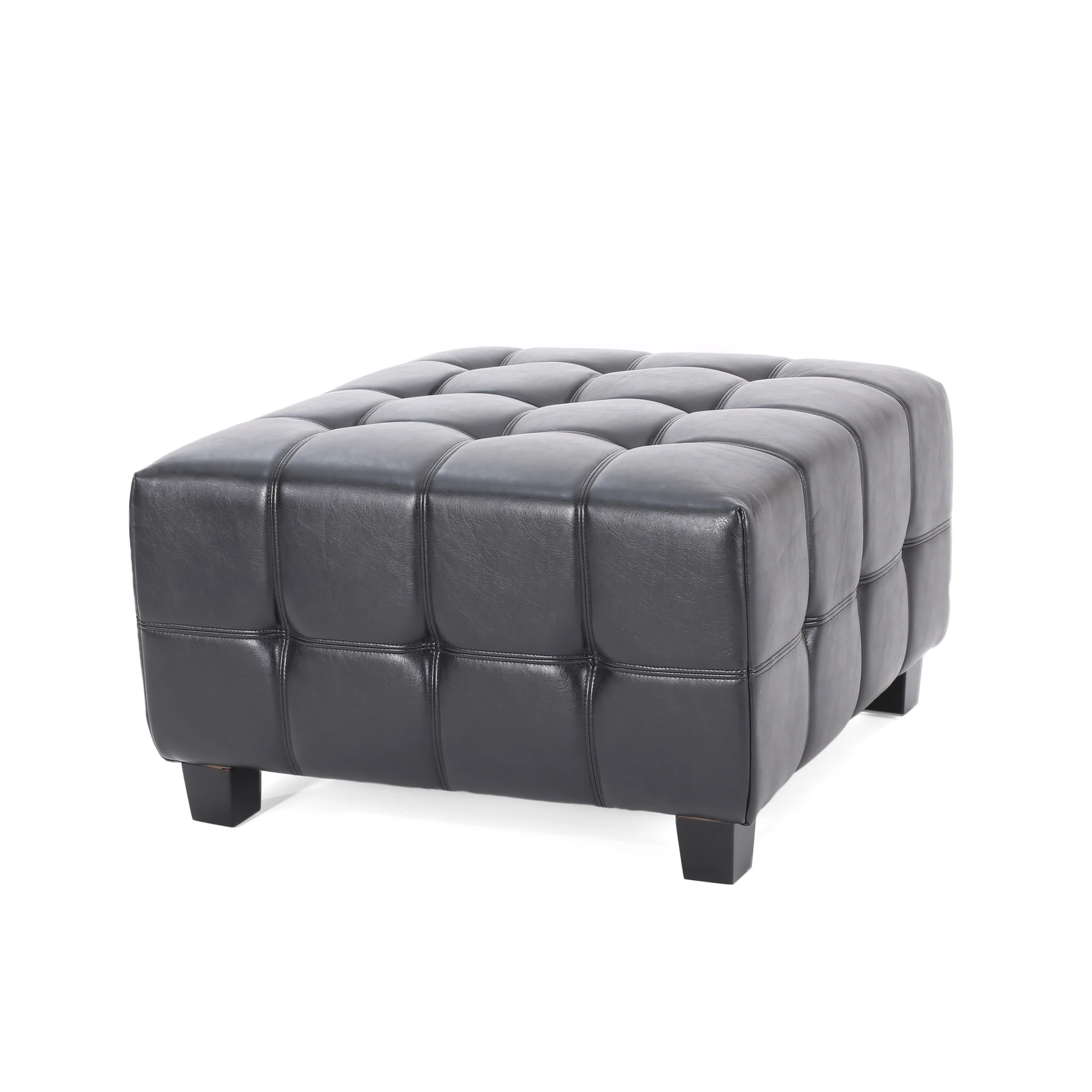 Littell Faux Leather Tufted Ottoman - furnishings