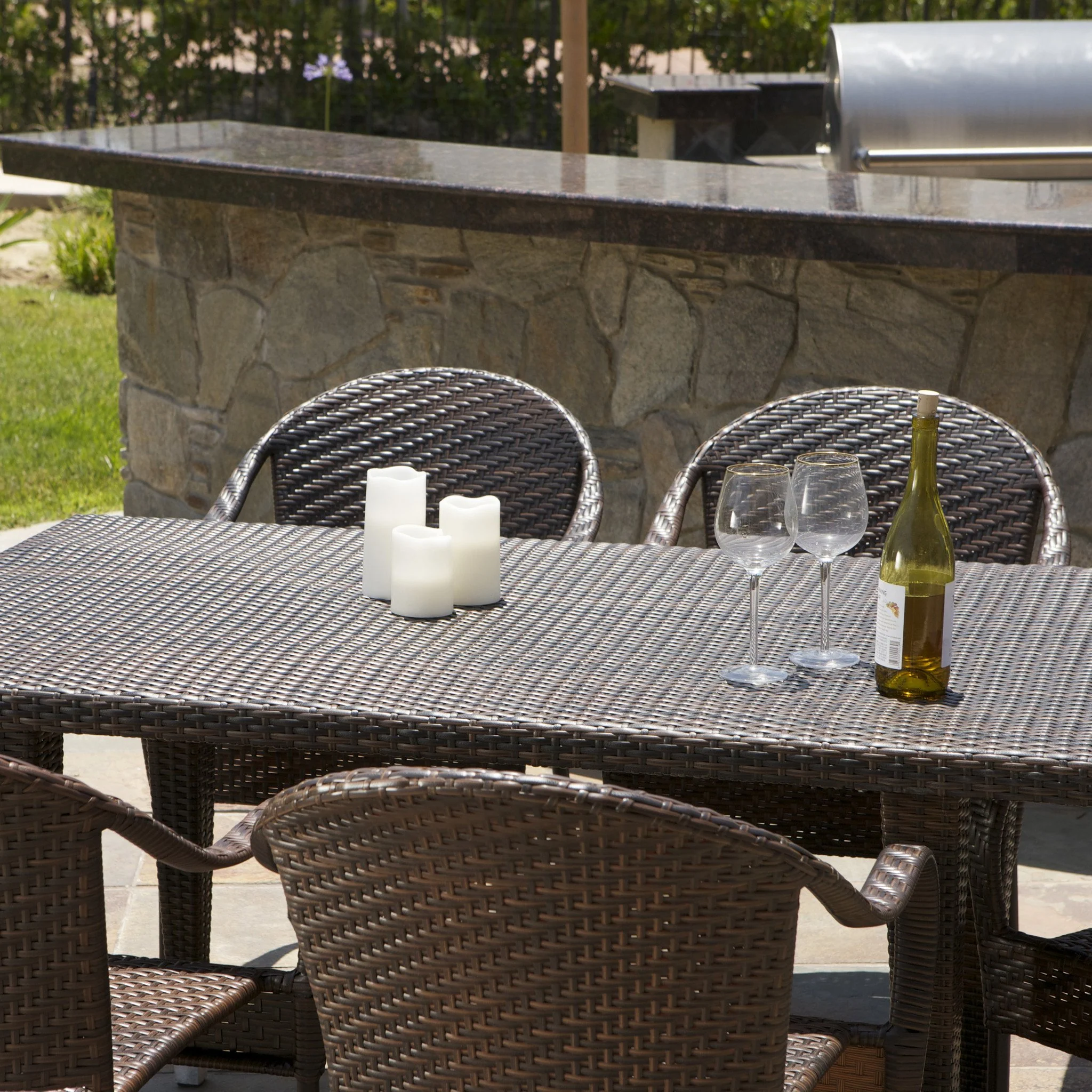 Livingston 7 Piece Wicker Outdoor Dining Set - furnishings