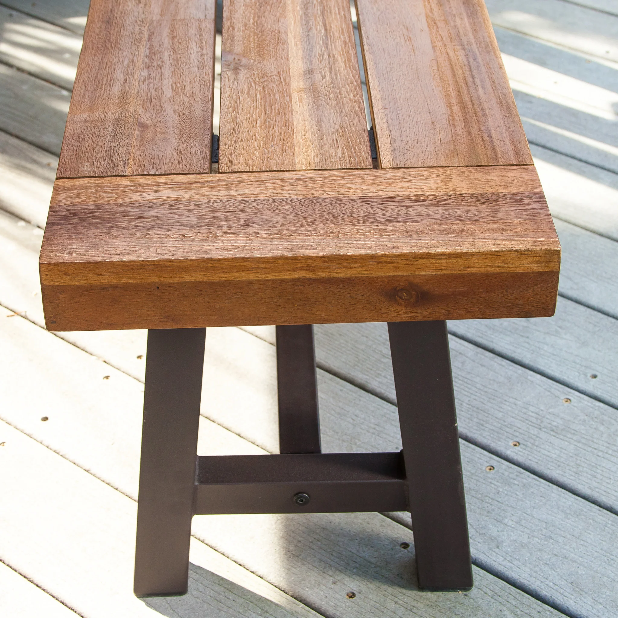 Bowman Outdoor Modern Industrial 3 Piece Acacia Wood Picnic Dining Set with Benches, Sandblasted Teak - furnishings