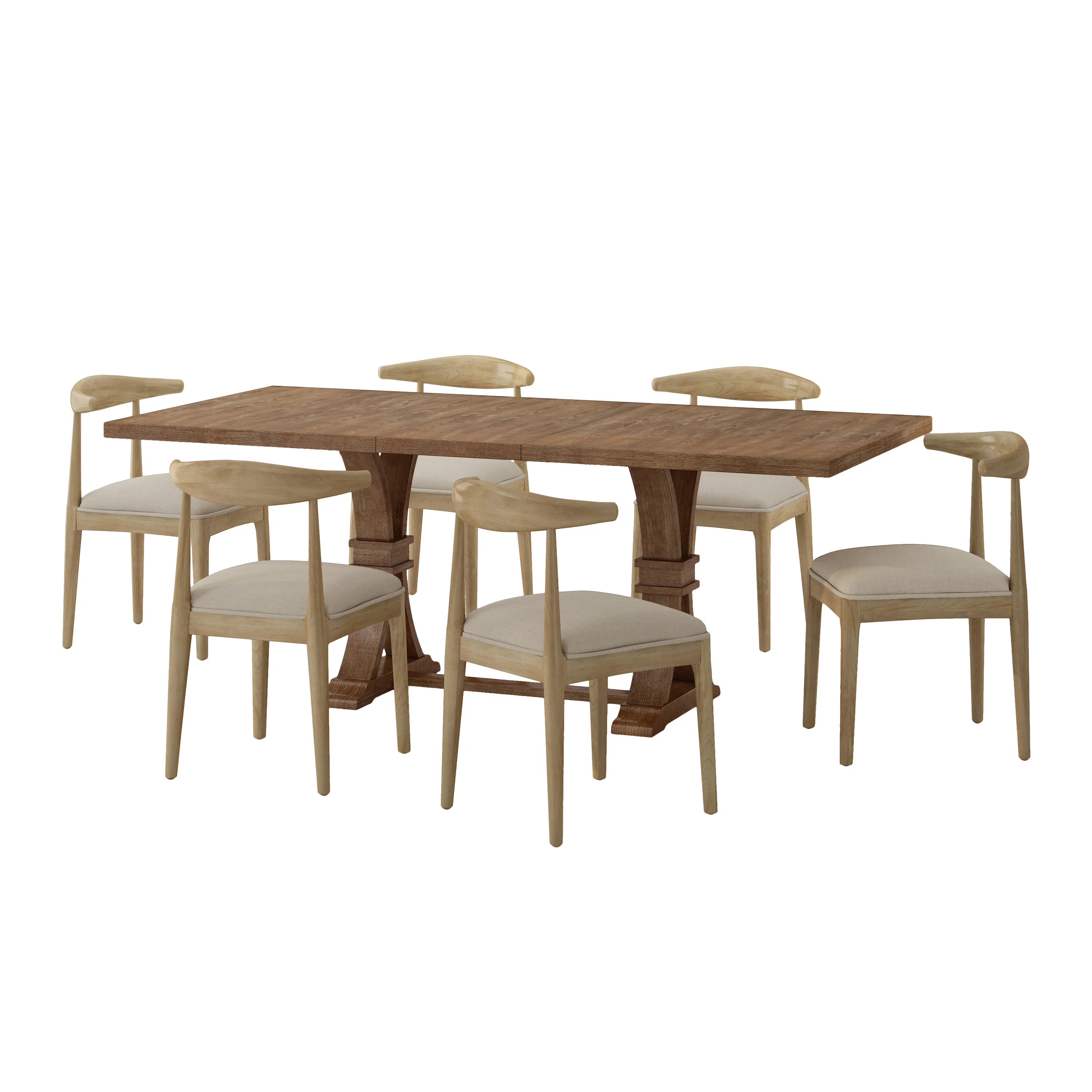 Derring Contemporary Fabric Upholstered Wood 7 Piece Dining Set - furnishings