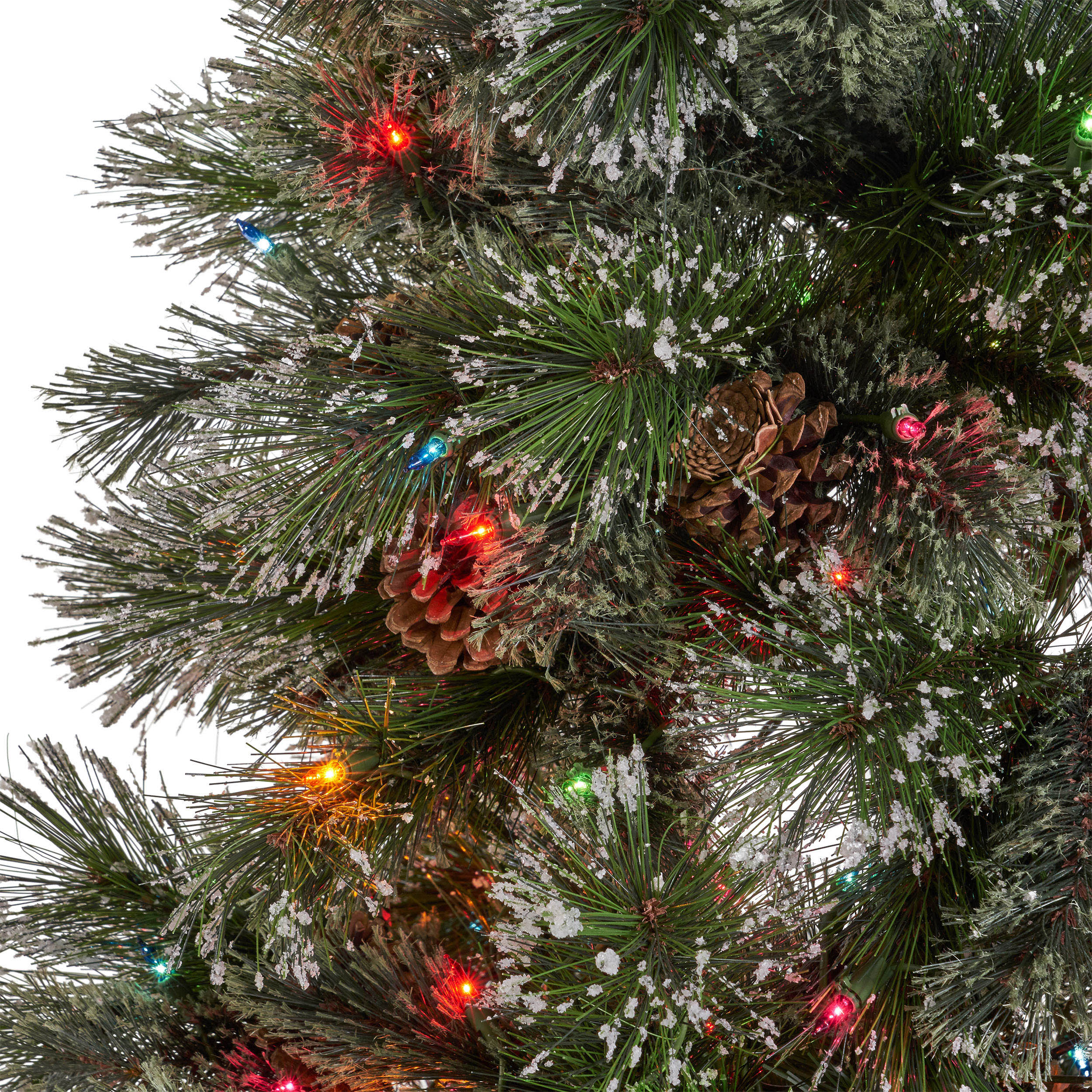 4.5-foot Cashmere Pine and Mixed Needles Hinged Artificial Christmas Tree with Snowy Branches and Pinecones - furnishings