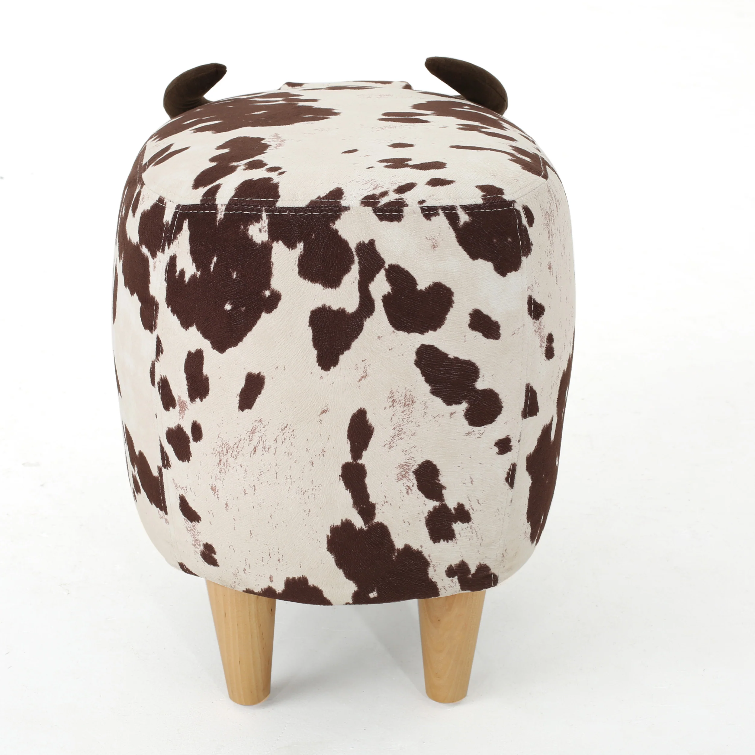 Bertha Milk Cow Patterned Velvet Ottoman - furnishings