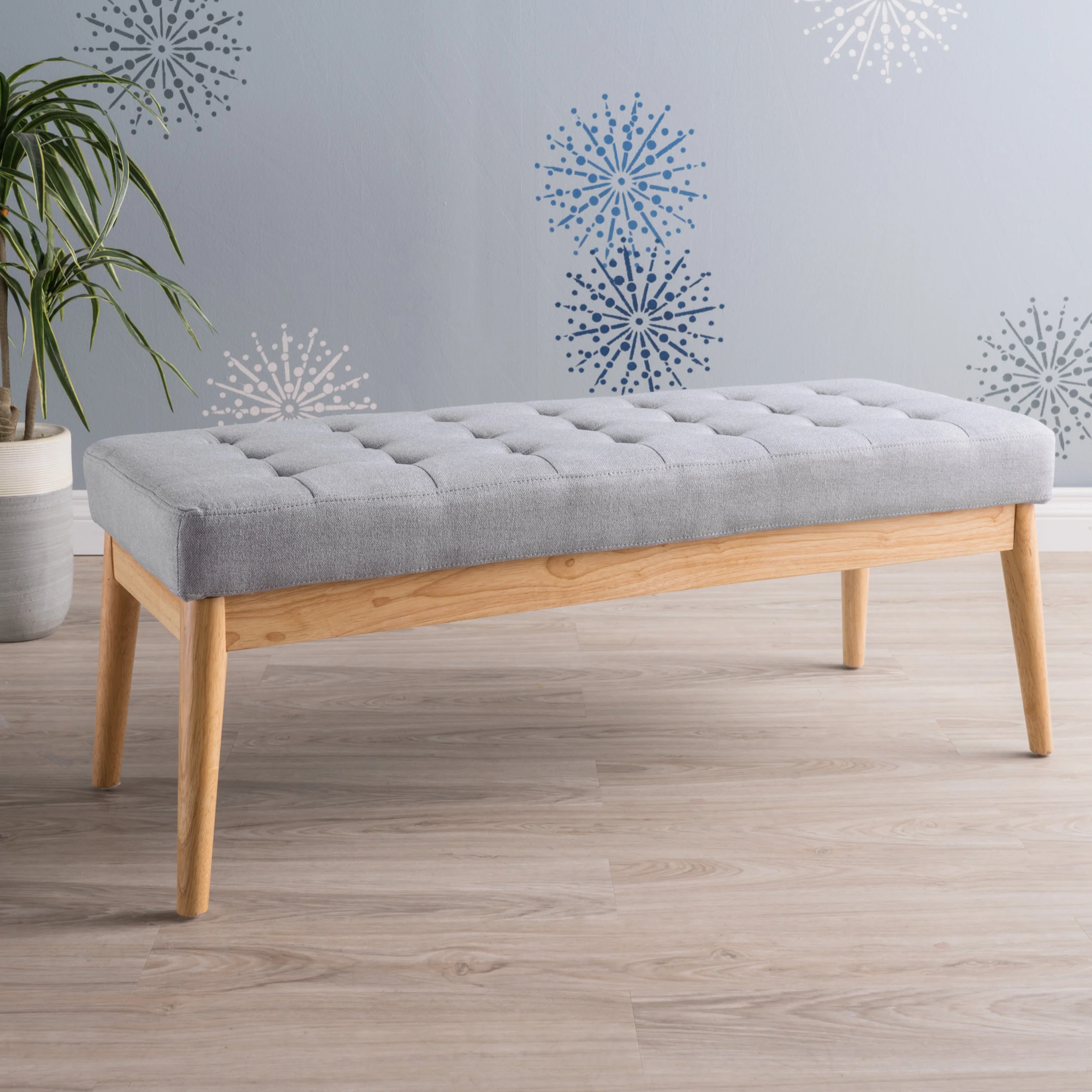 Anglo Modern Mid-Century Fabric Bench - furnishings