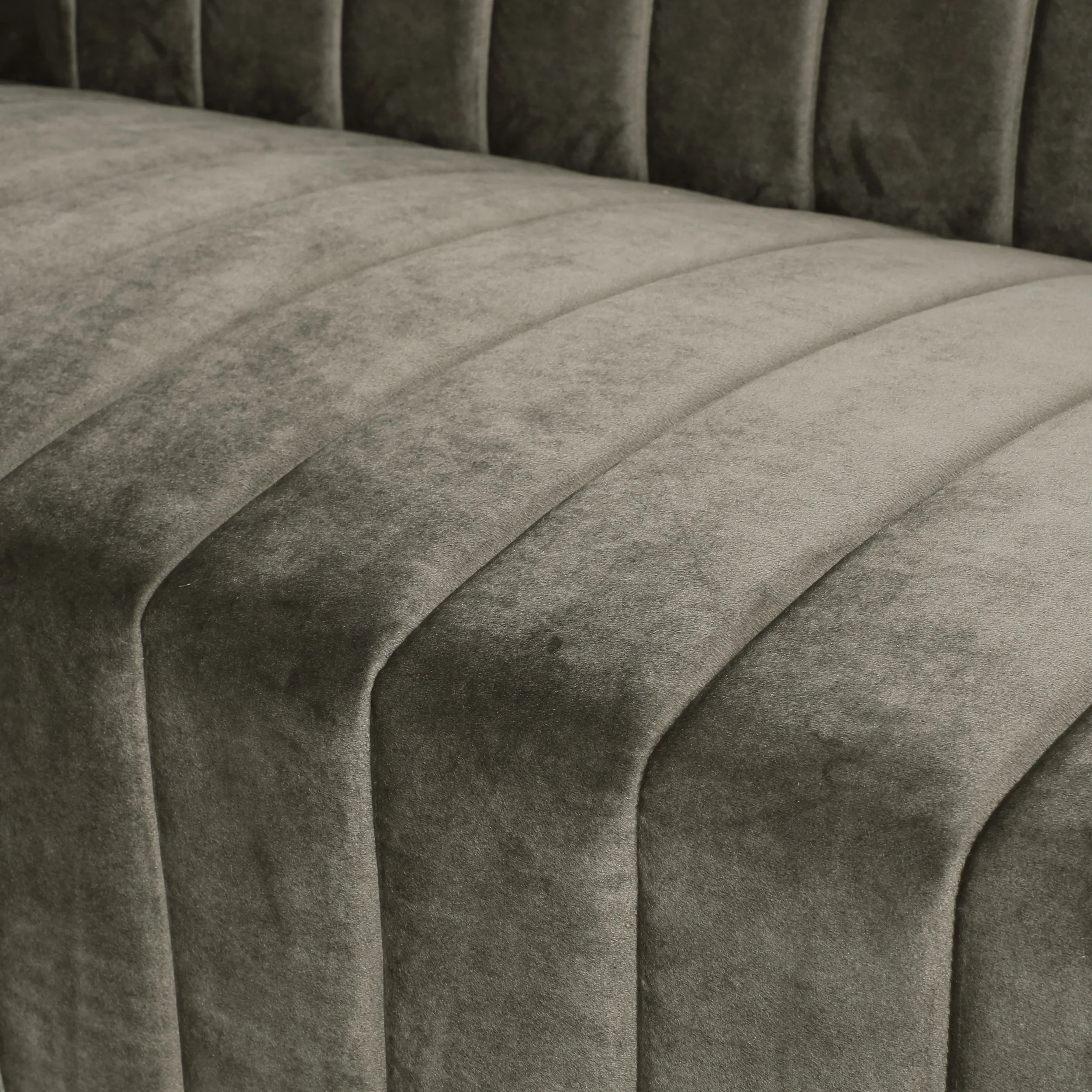 Masie Contemporary Channel Stitch Velvet 3 Seater Sofa - furnishings