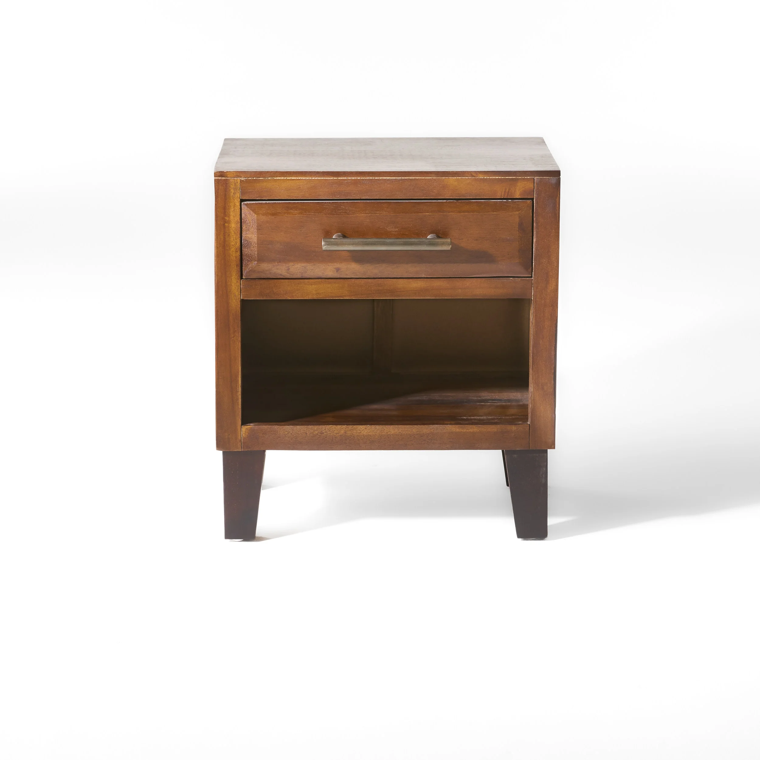Glendora Brown Mahogany Solid Wood Single Drawer End Table Nightstand - furnishings