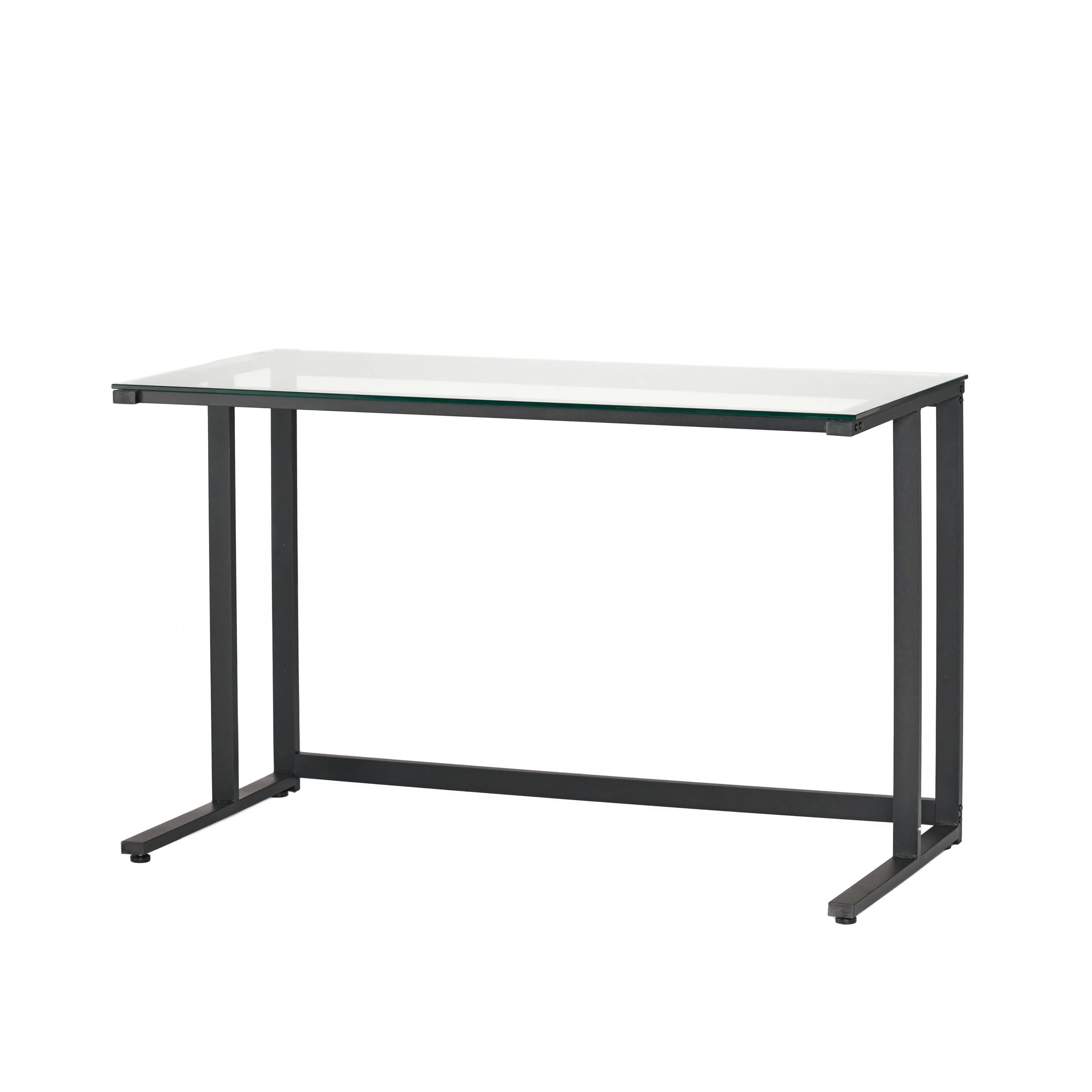 Mumford Modern Rectangular Black Iron and Glass Computer Desk - furnishings