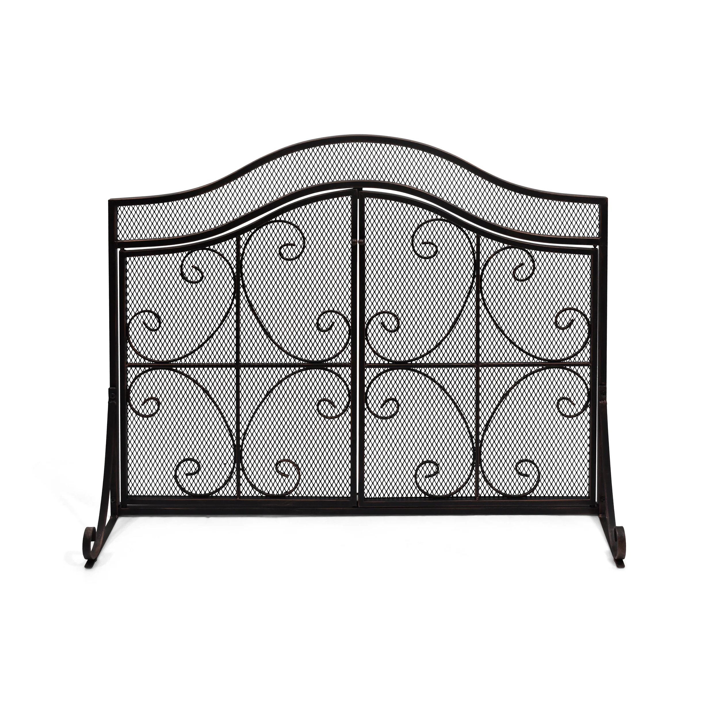 Gary Modern Three Panel Iron Firescreen with Door - furnishings