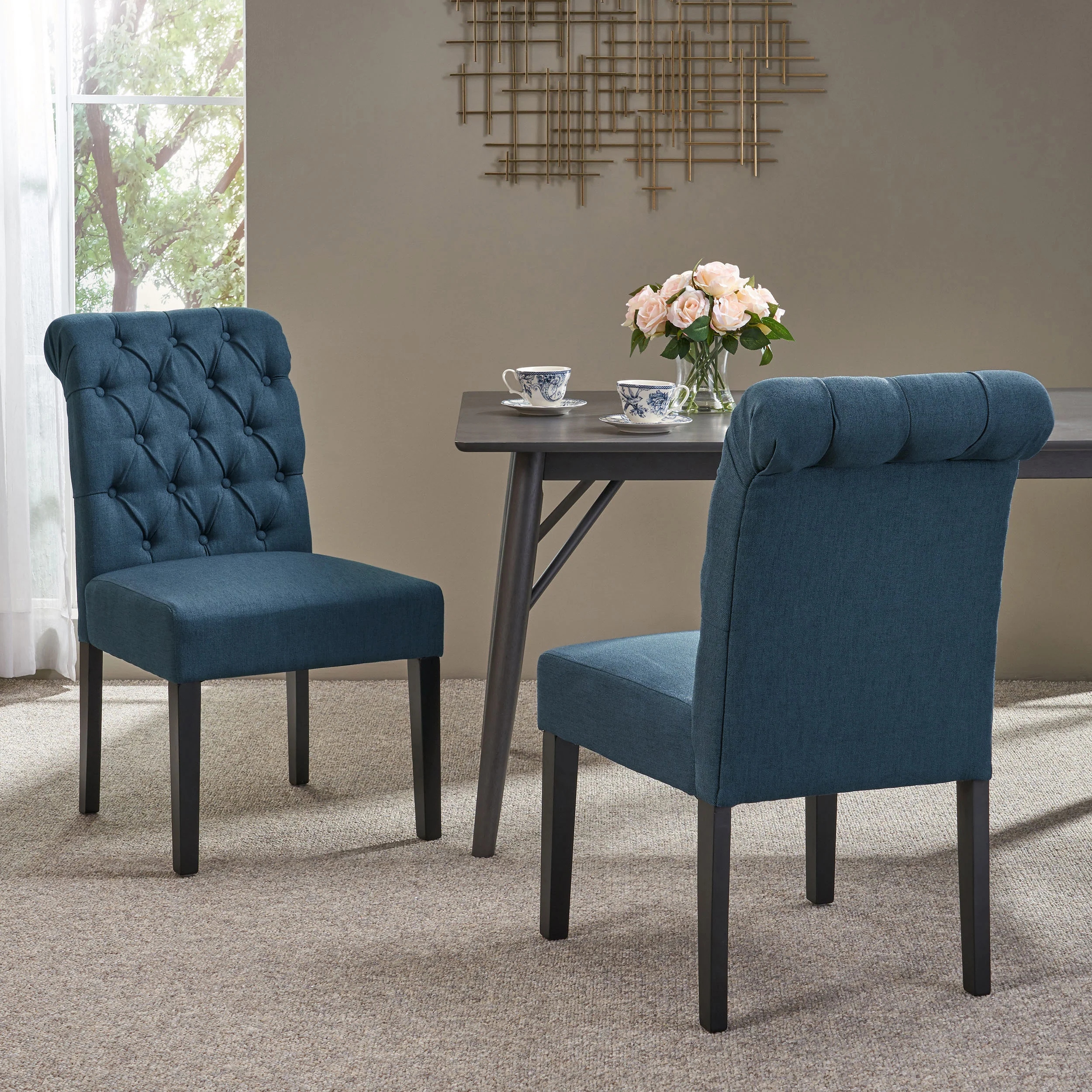 Emerson Contemporary Tufted Rolltop Dining Chairs - furnishings