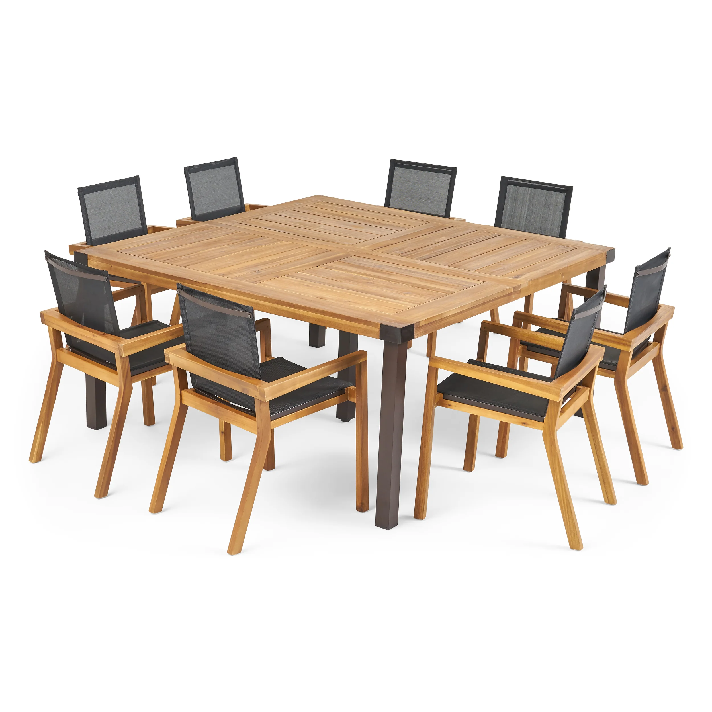 Shamel Outdoor 8 Seater Acacia Wood Dining Set - furnishings