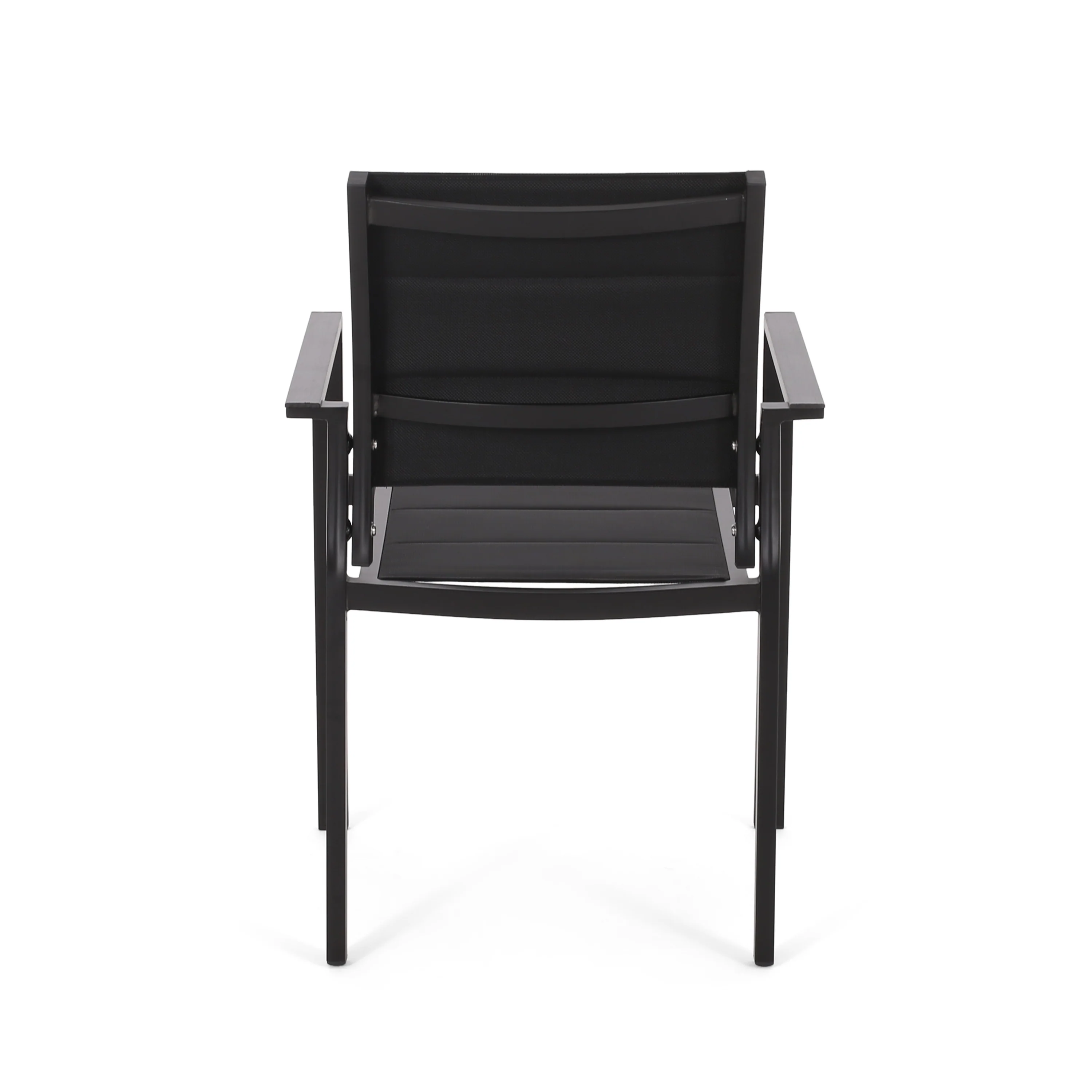 Roseland Outdoor Mesh and Acacia Wood 7 Piece Dining Set, Black and Teak - furnishings