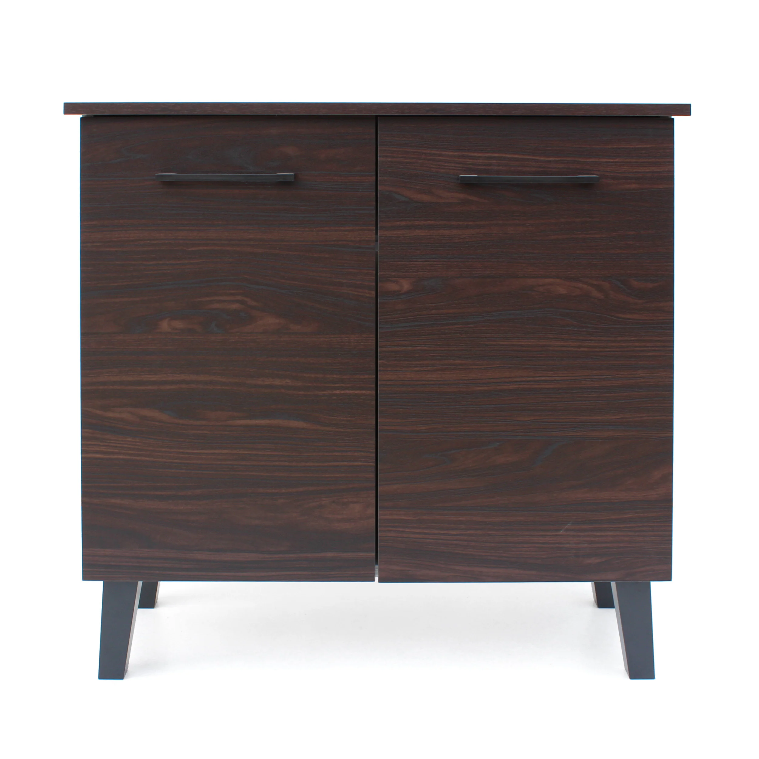 Willson Modern 3-Shelf Walnut Finished Faux Wood Cabinet with Oak Accent - furnishings
