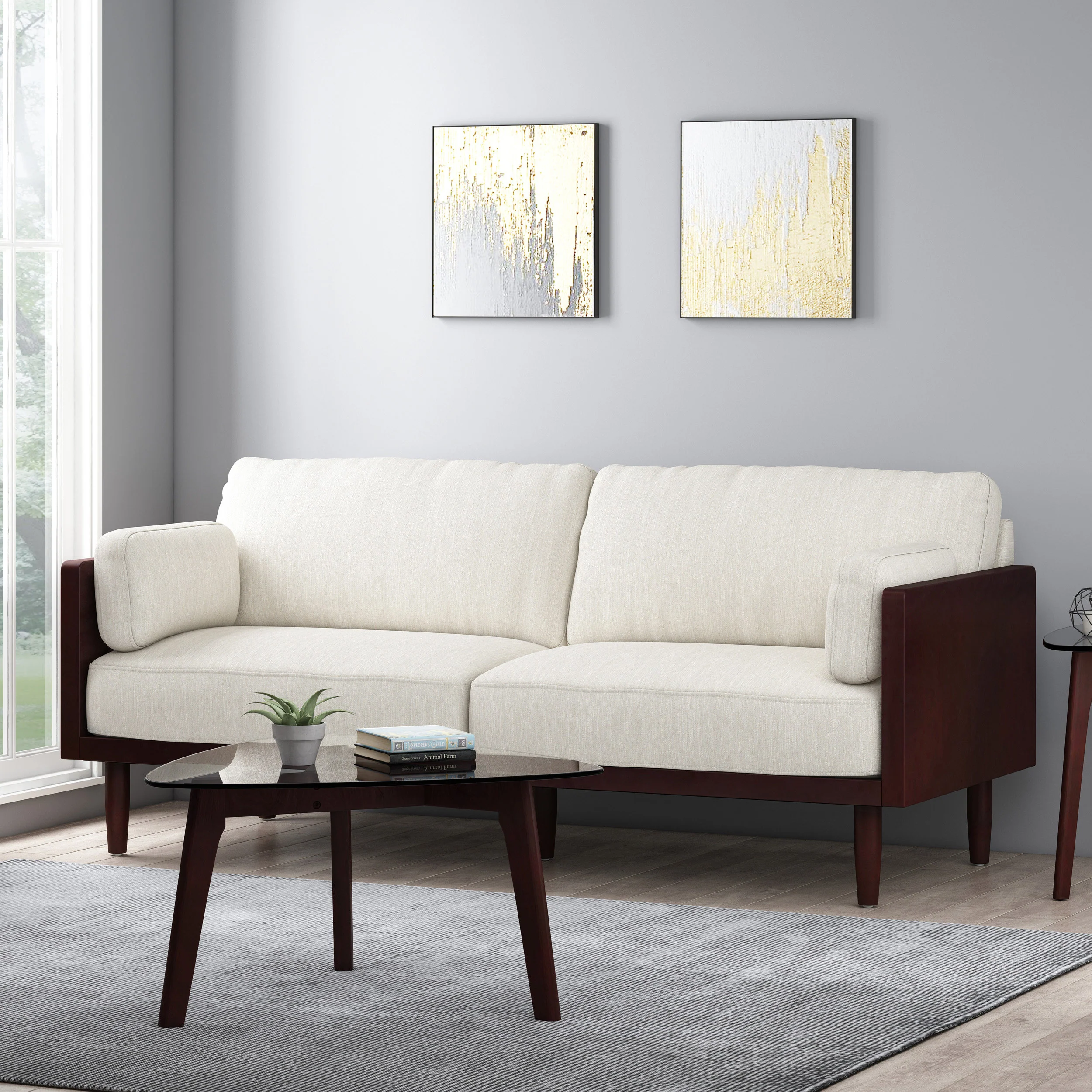 Bagan Mid-Century Modern Upholstered 3 Seater Sofa - furnishings