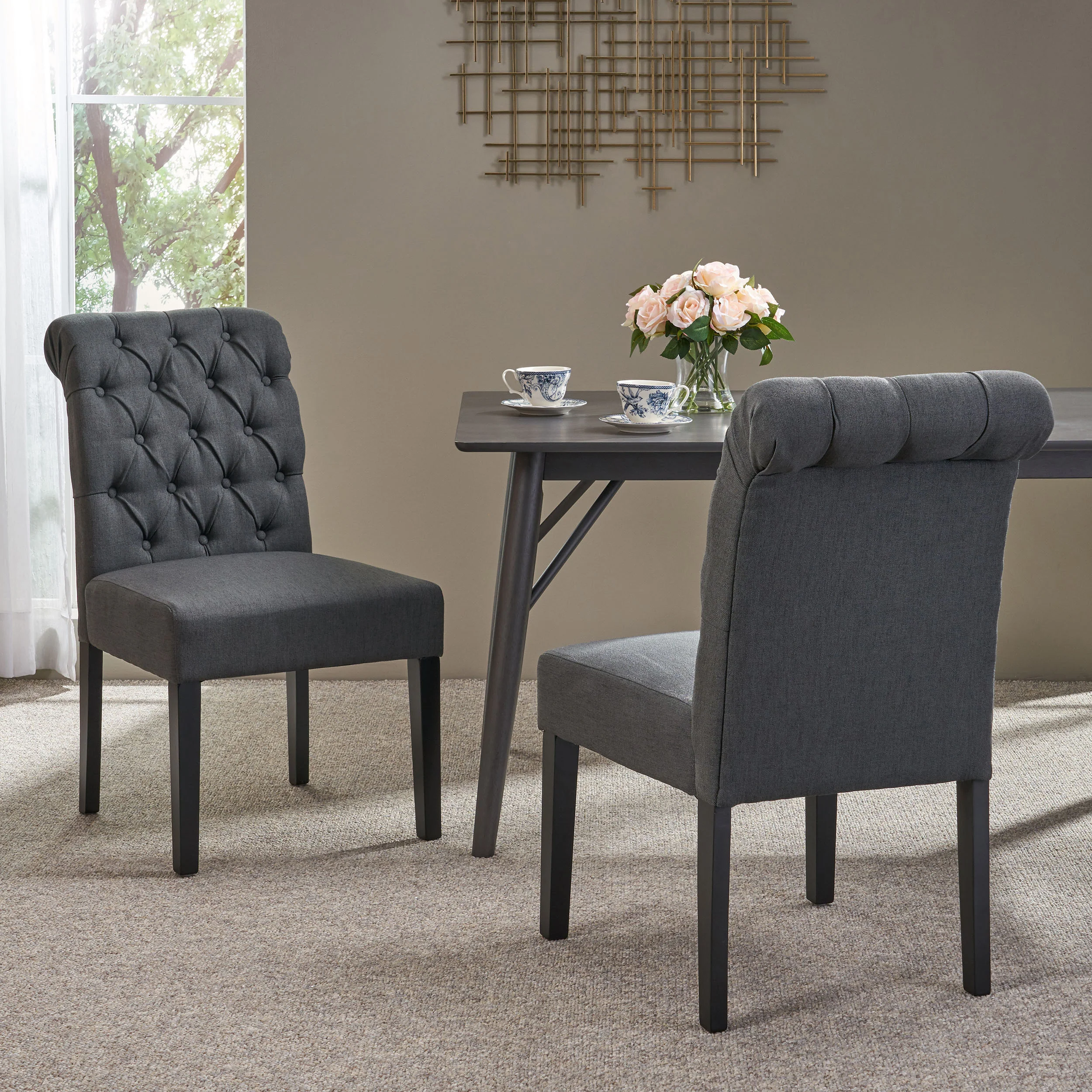 Emerson Contemporary Tufted Rolltop Dining Chairs - furnishings
