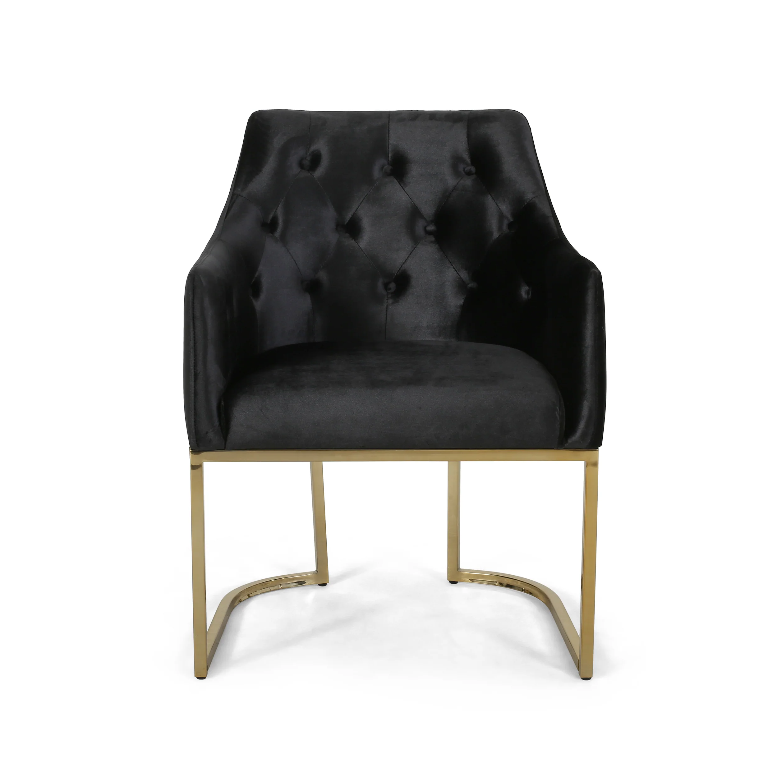 Fern Modern Tufted Glam Accent Chair with Velvet Cushions and U-Shaped Base - furnishings