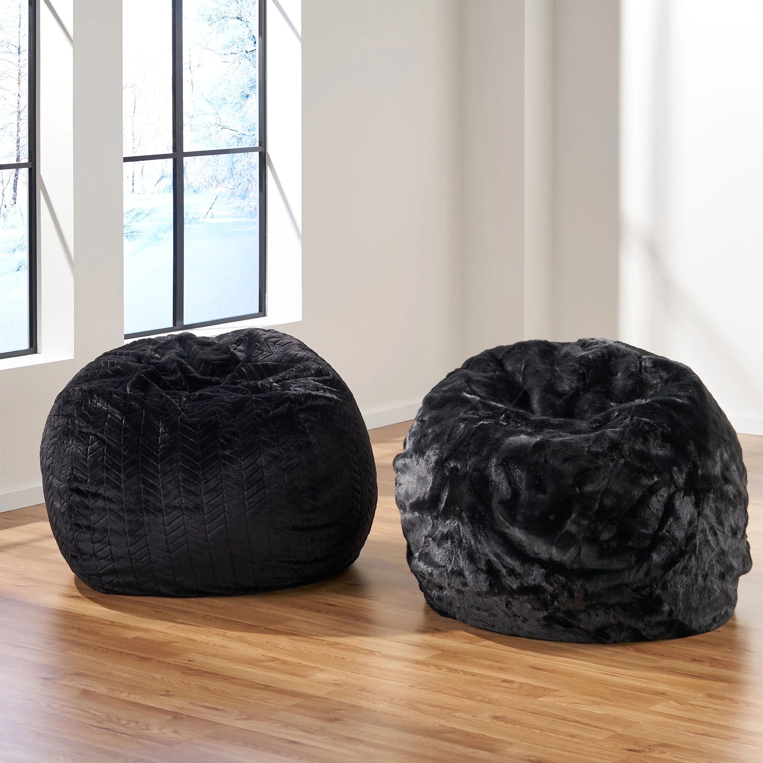 Kloee Modern 3 Foot Faux Fur Bean Bag (Cover Only) - furnishings