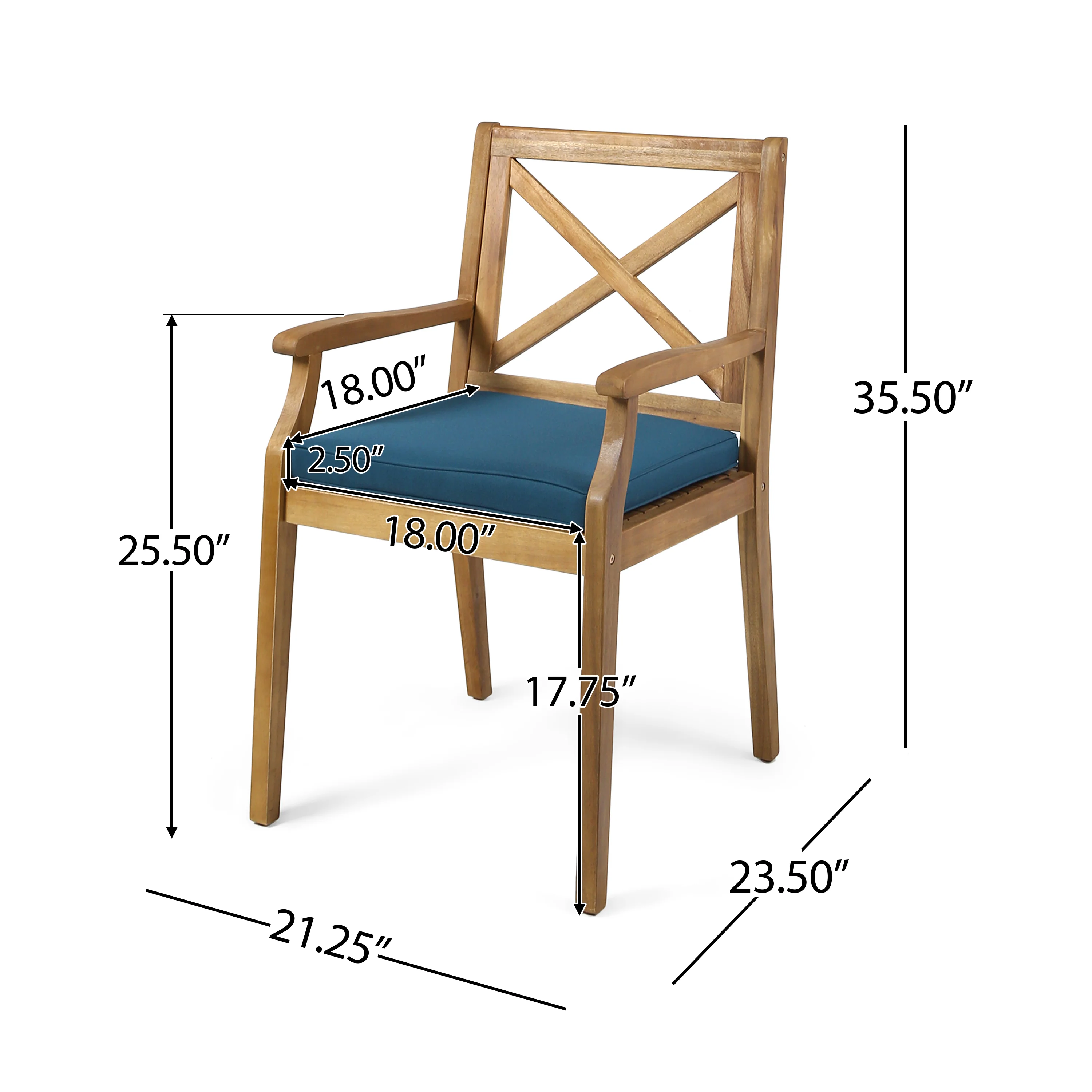 Brinkley Outdoor 7-Piece Acacia Wood Dining Set with Cushions - furnishings