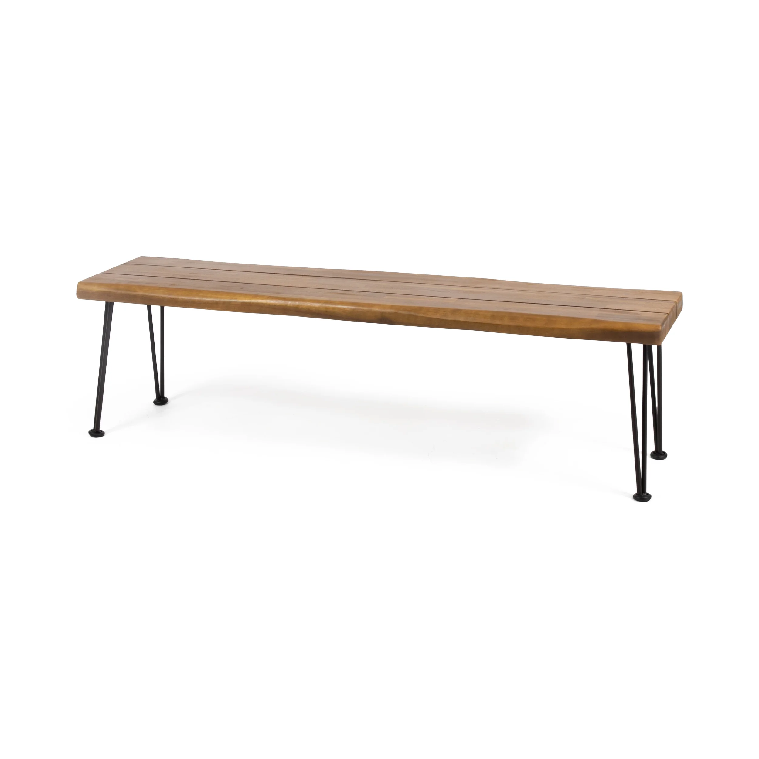 Zephyra Outdoor Modern Industrial Acacia Wood Bench with Metal Hairpin Legs - furnishings