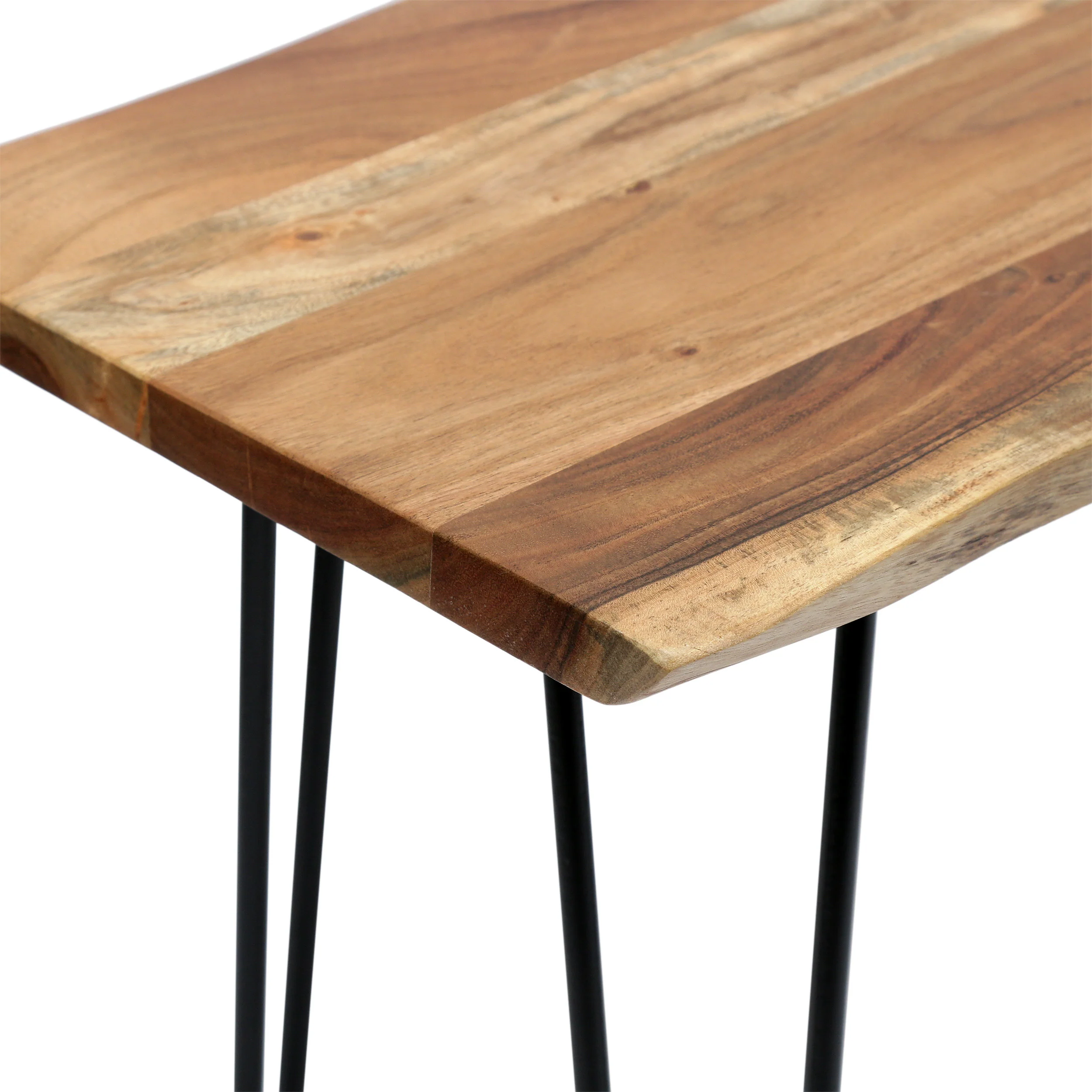 Bullard Modern Industrial Handmade Acacia Wood Dining Bench with Hairpin Legs, Natural and Black - furnishings