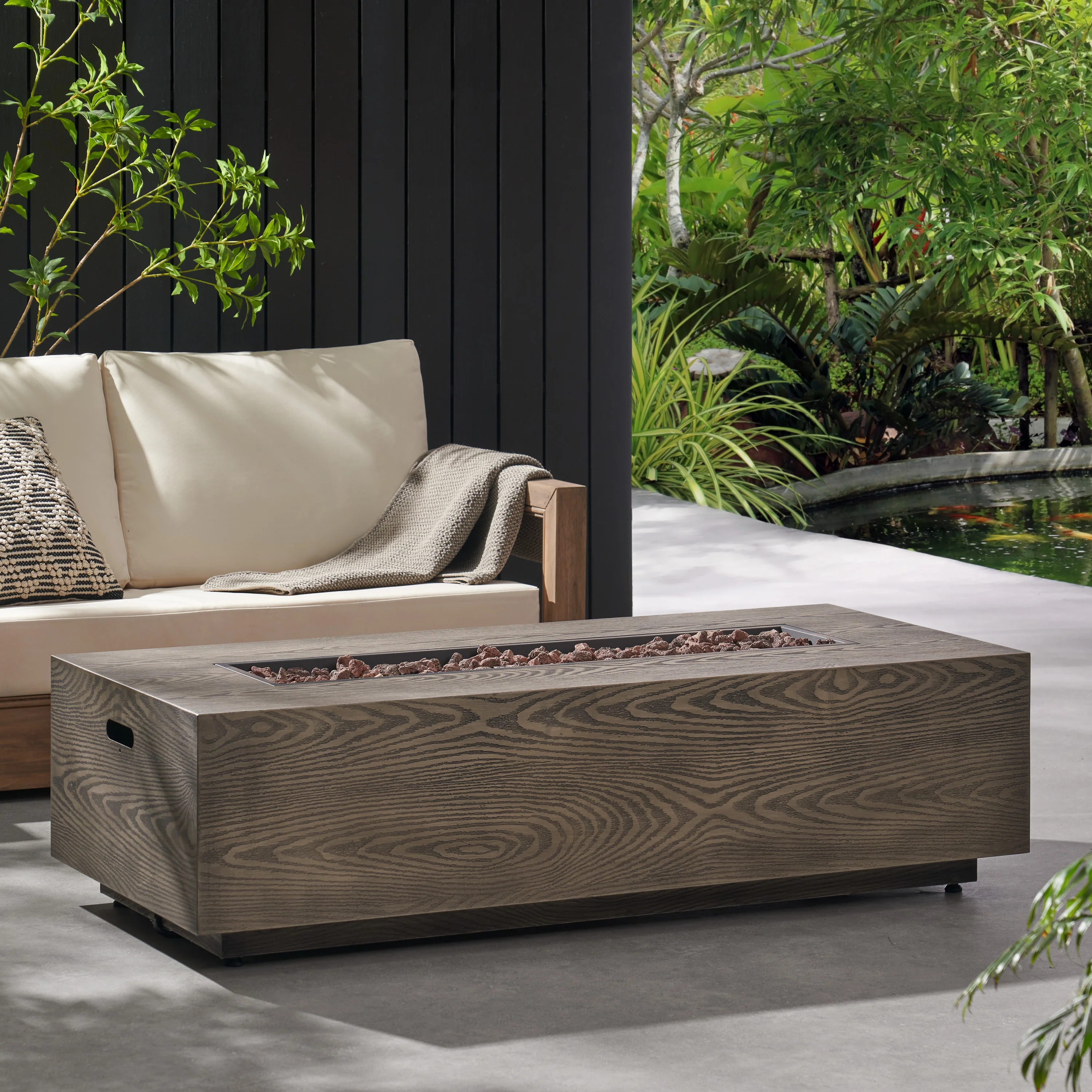 Hearth Outdoor 50,000 BTU Iron Rectangular Fire Pit (No Tank Holder) - furnishings