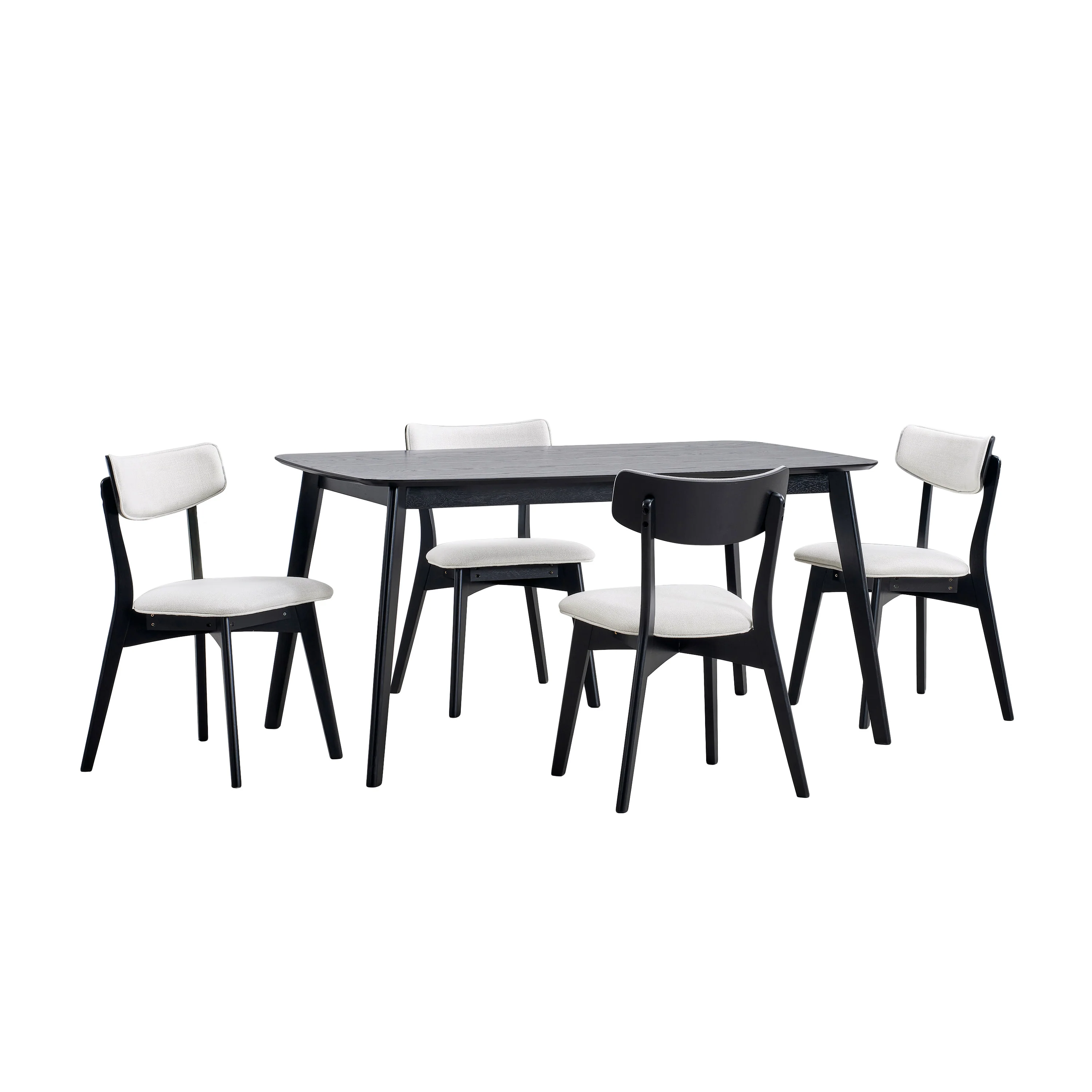 Aman Mid Century Finished 5 Piece Wood Dining Set with Fabric Chairs - furnishings