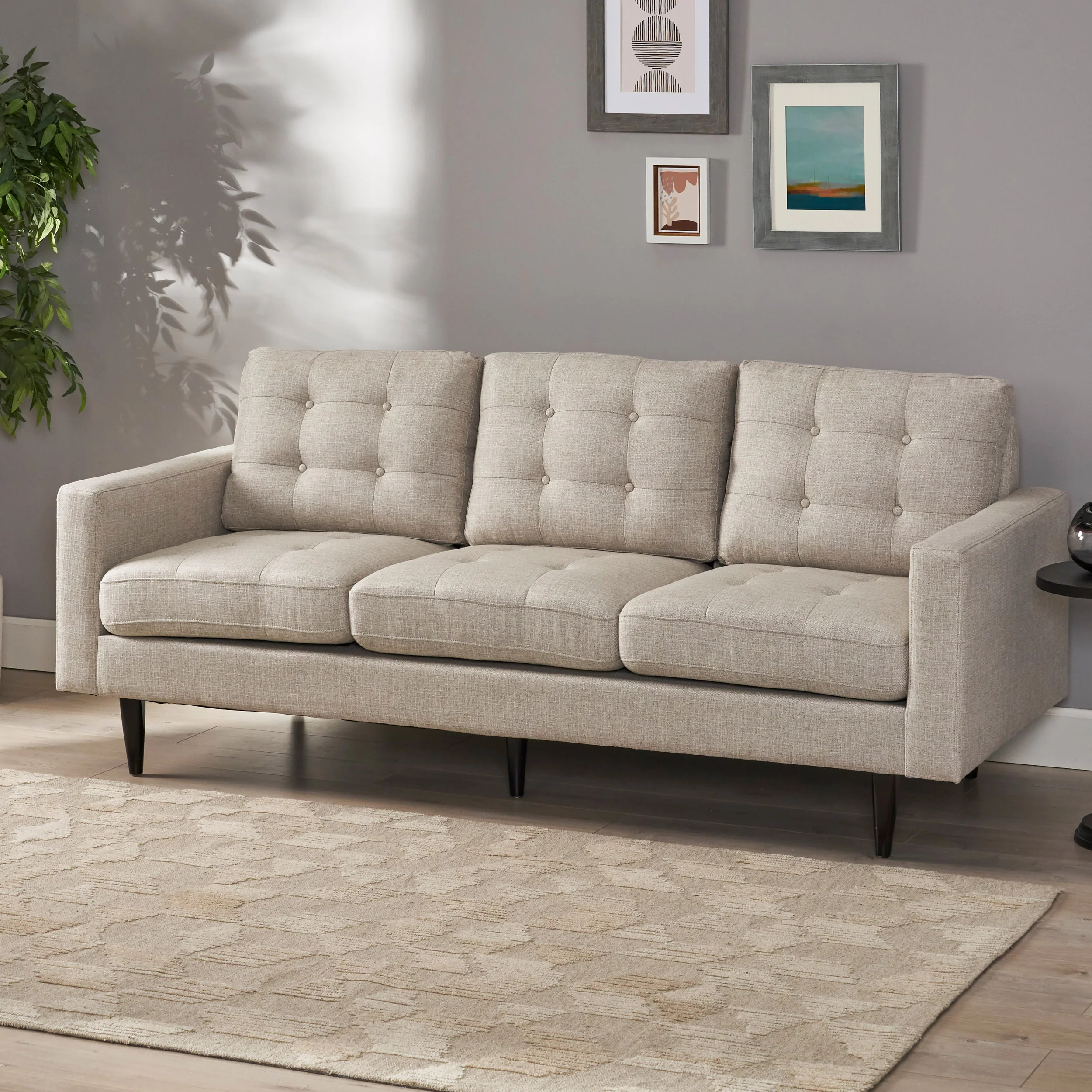 Ayumi Contemporary Tufted Fabric 3 Seater Sofa - furnishings