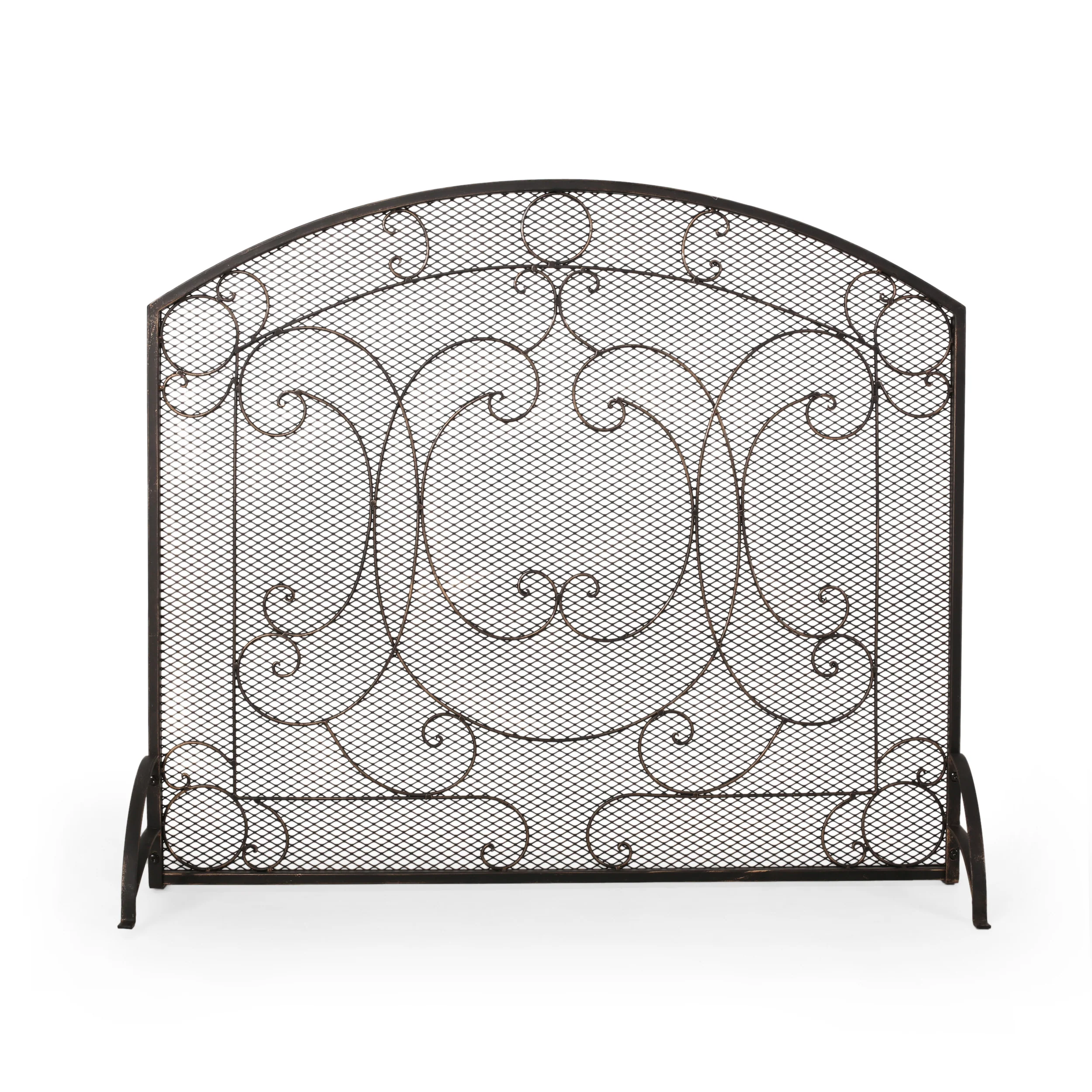 Griffin Contemporary Iron Fireplace Screen - furnishings