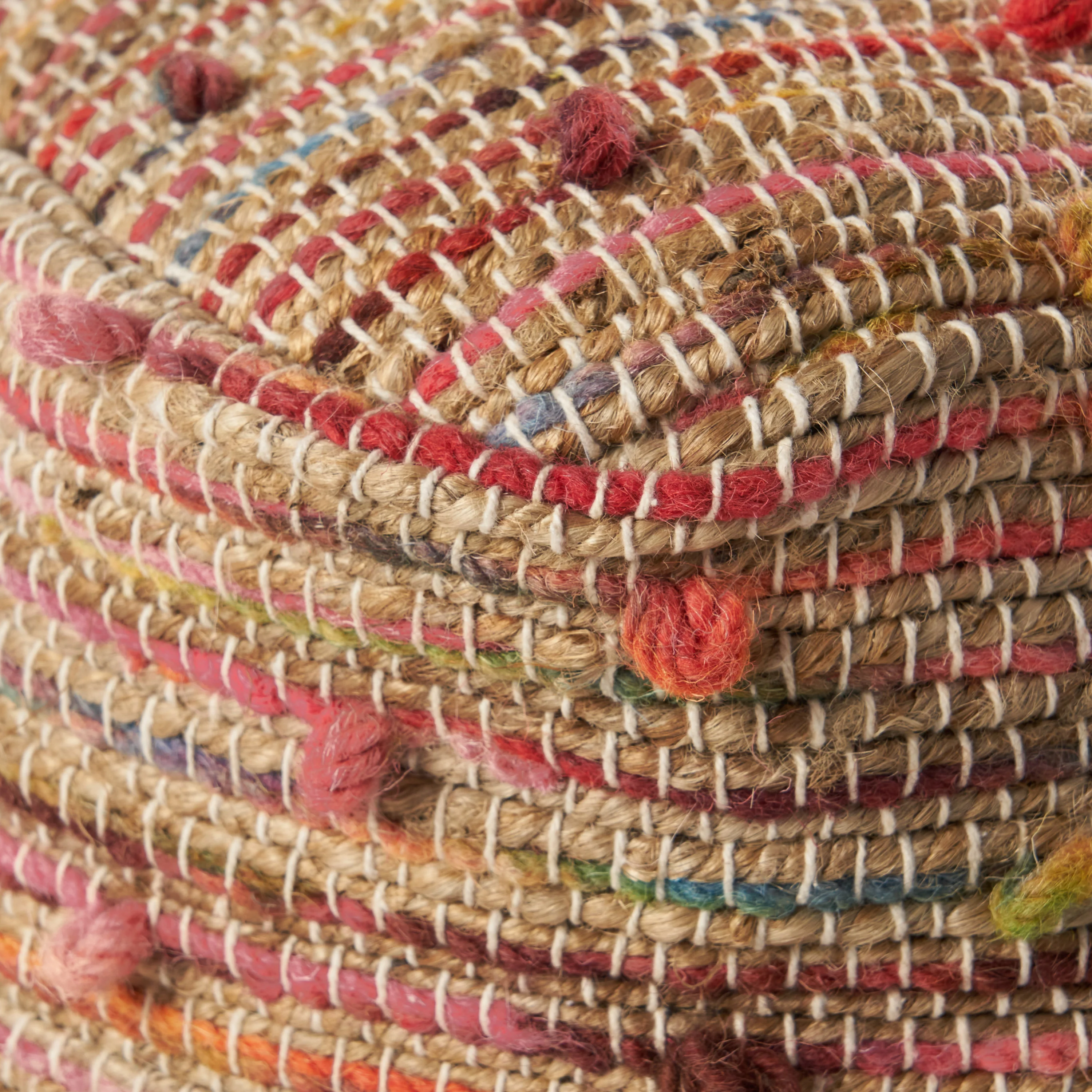 Rainy Boho Jute and Cotton Pouf - furnishings
